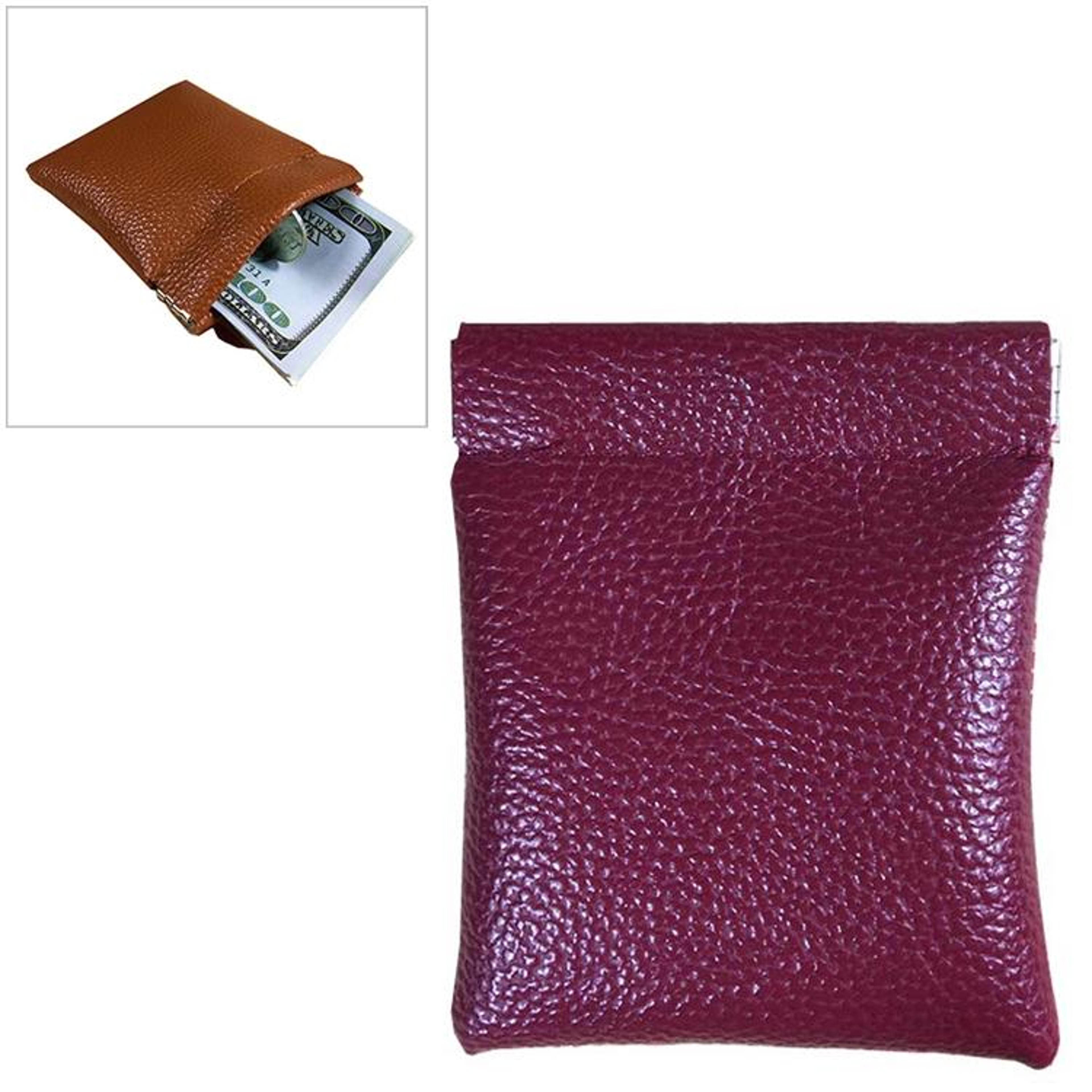 mini pu leather coin purse for women and men compact solid color wallet