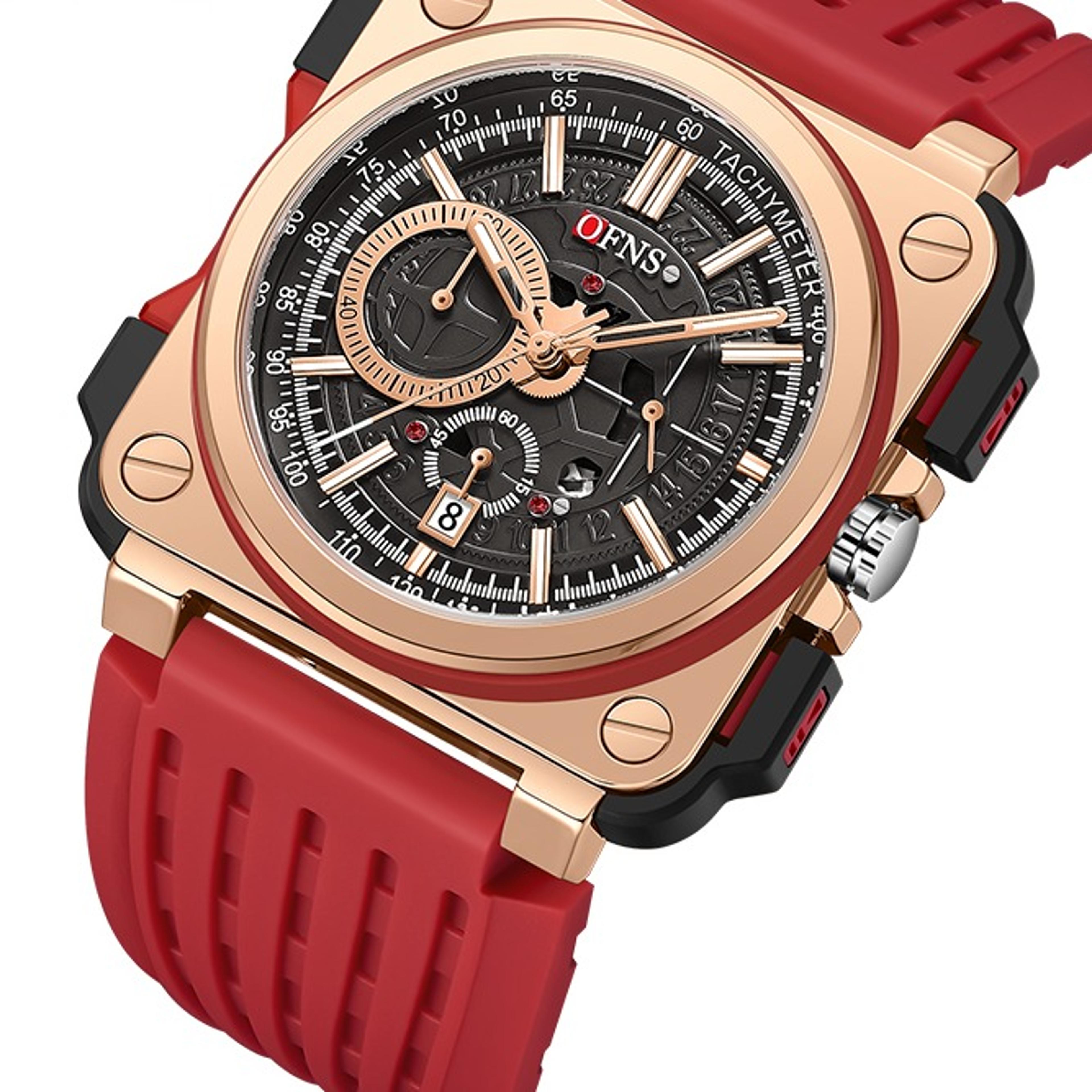 bold dial mens quartz watch with silicone strap