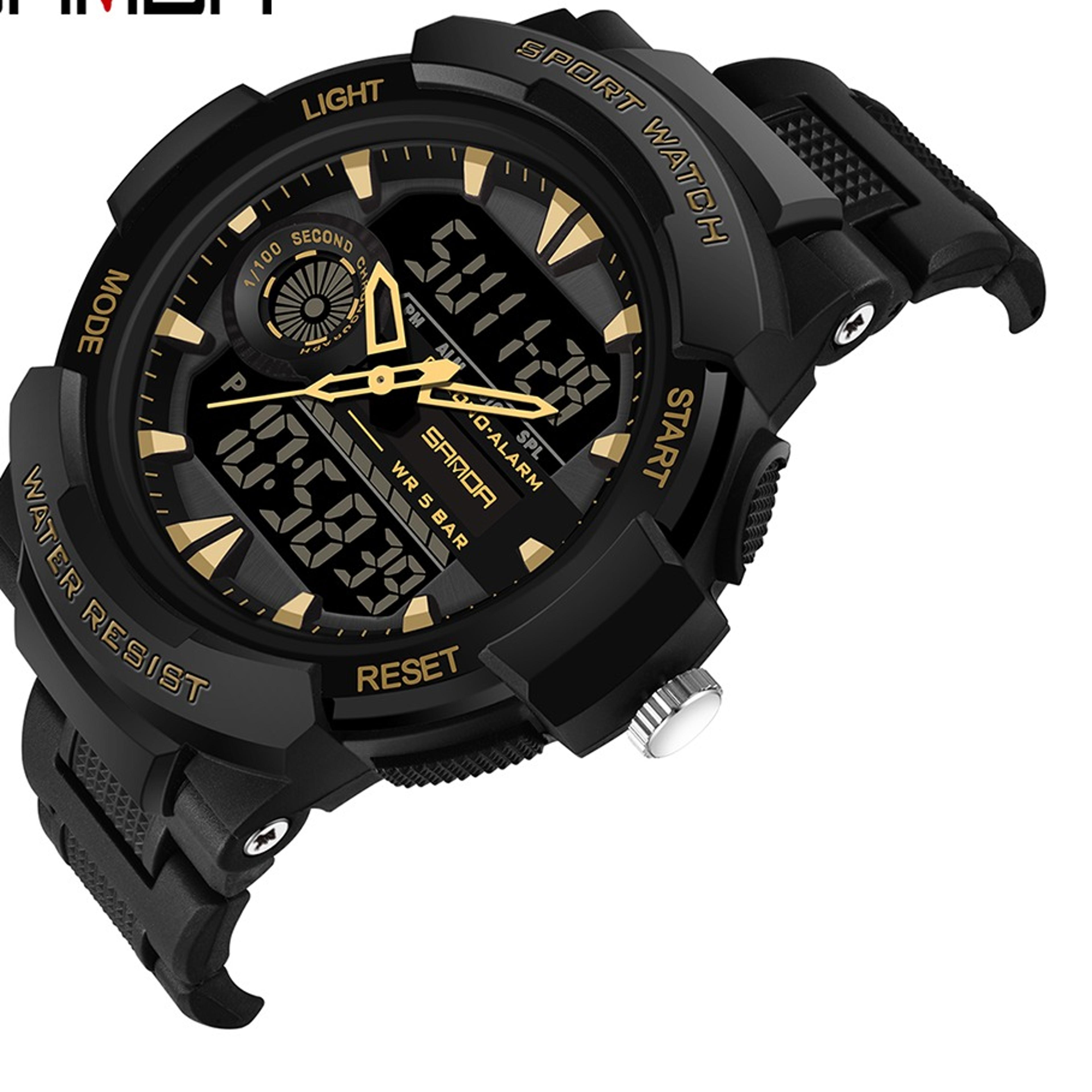 dual display watch for men water proof luminous sports watch