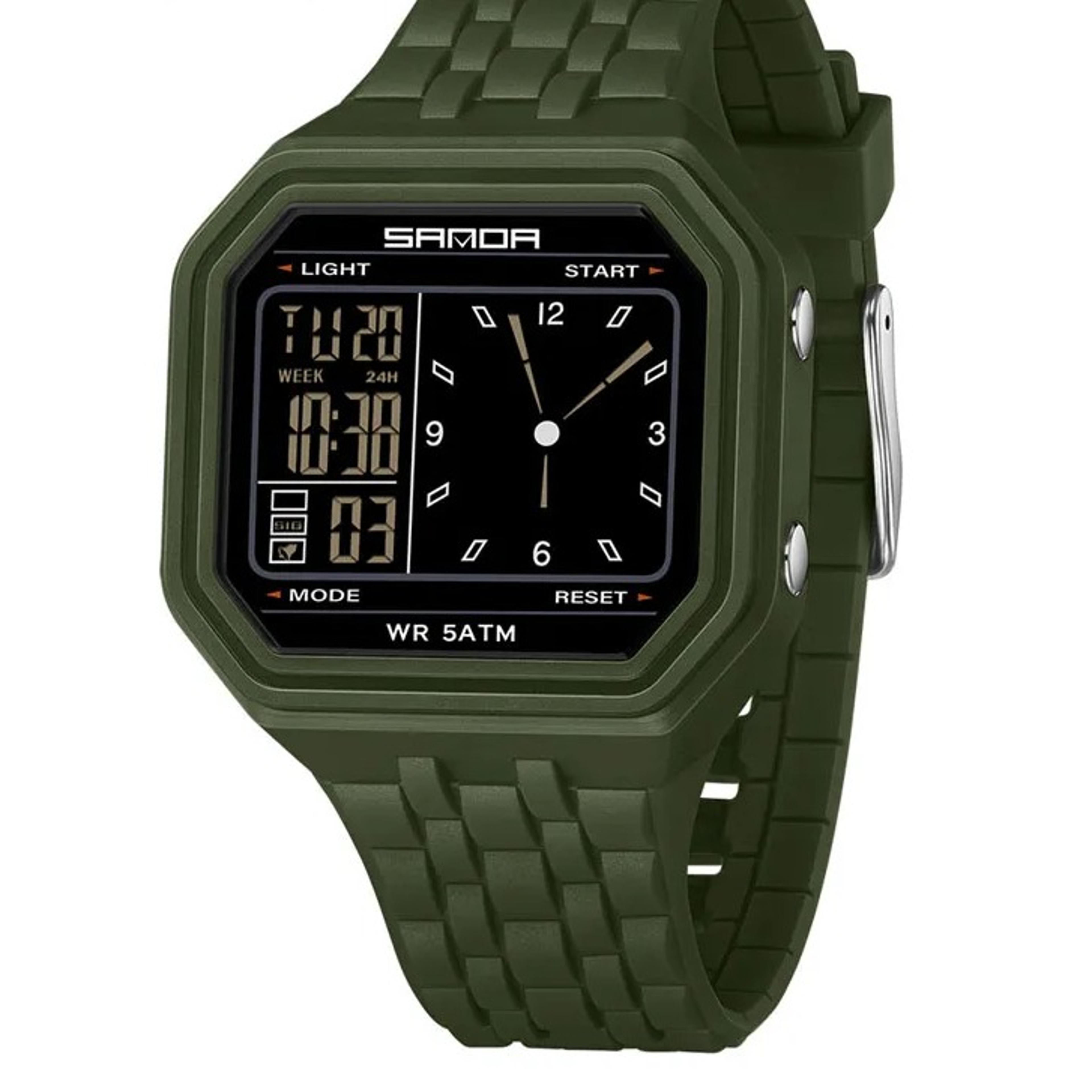 mens dual display sports watch waterproof led luminous wristwatch