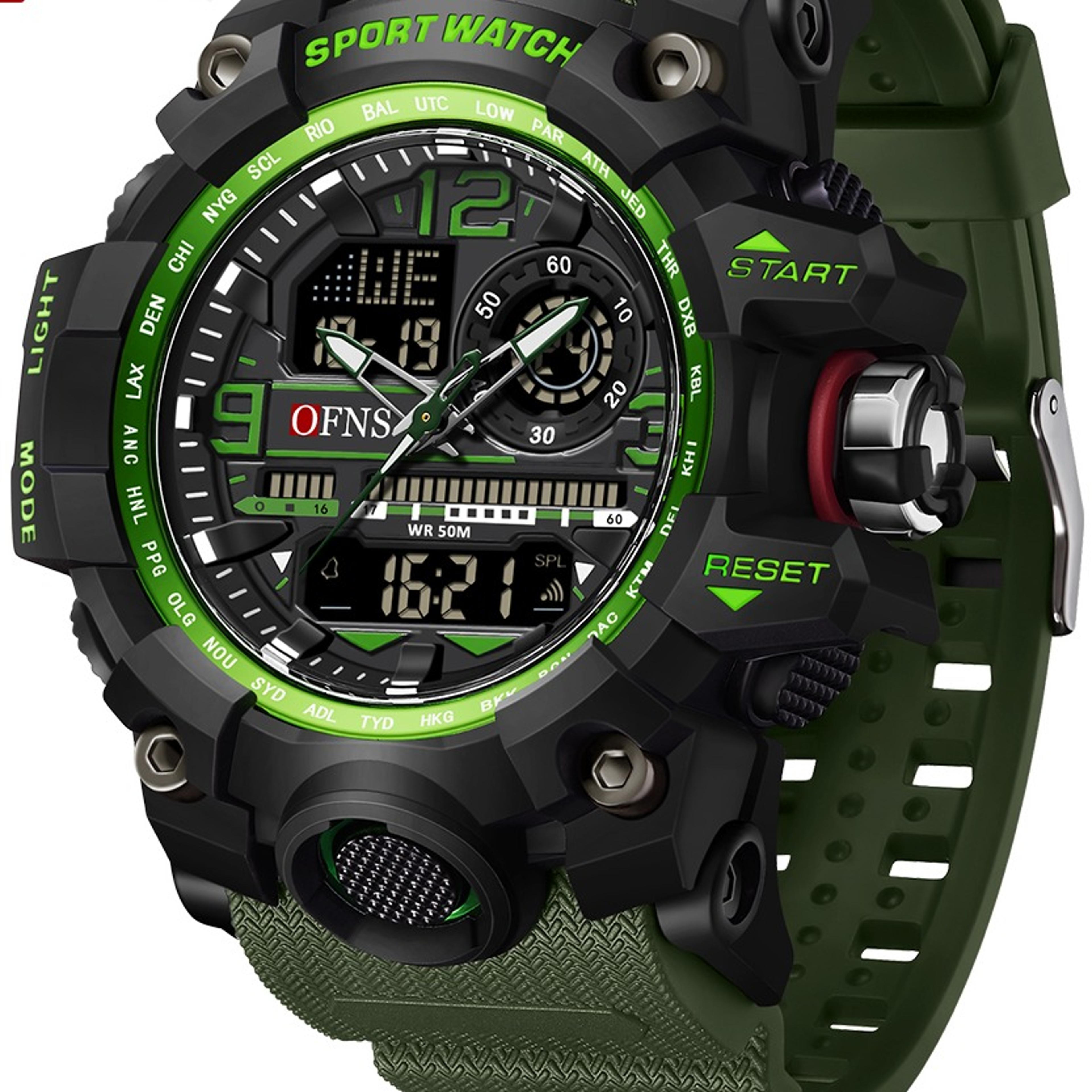 water proof mens sports watch with led digital display