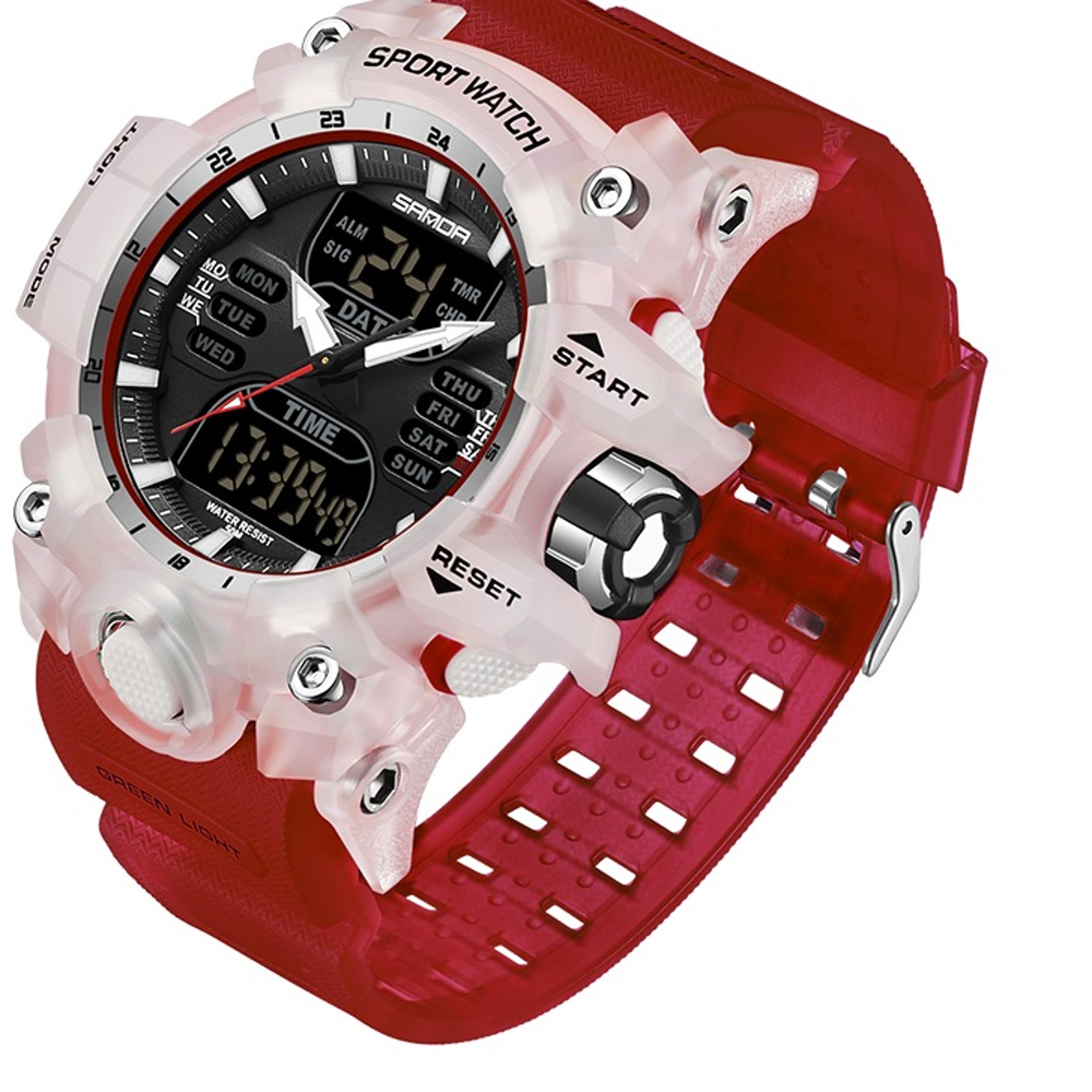 military sports watch dual display waterproof led quartz wristwatch