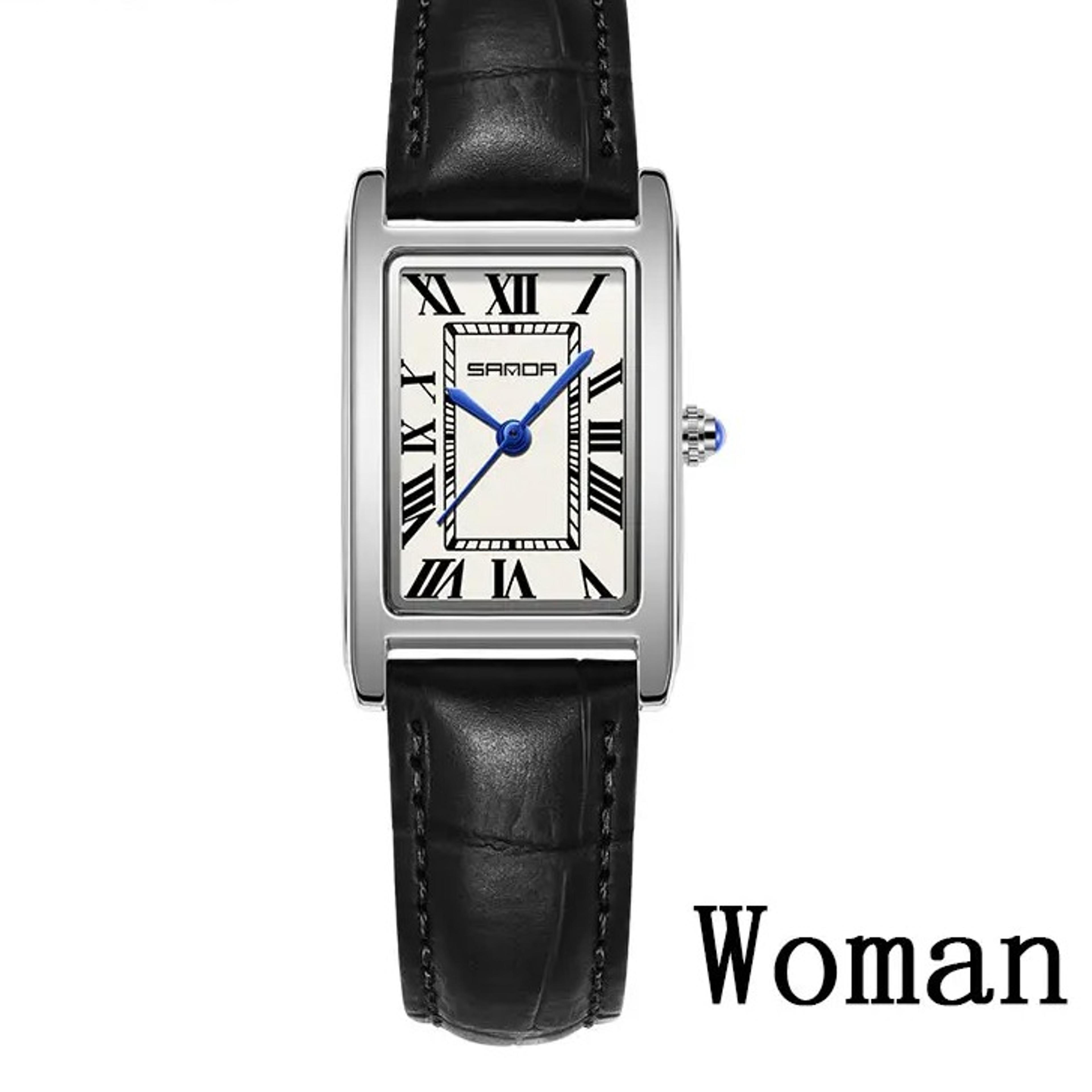 tank couple watch square dial leather strap waterproof quartz watch