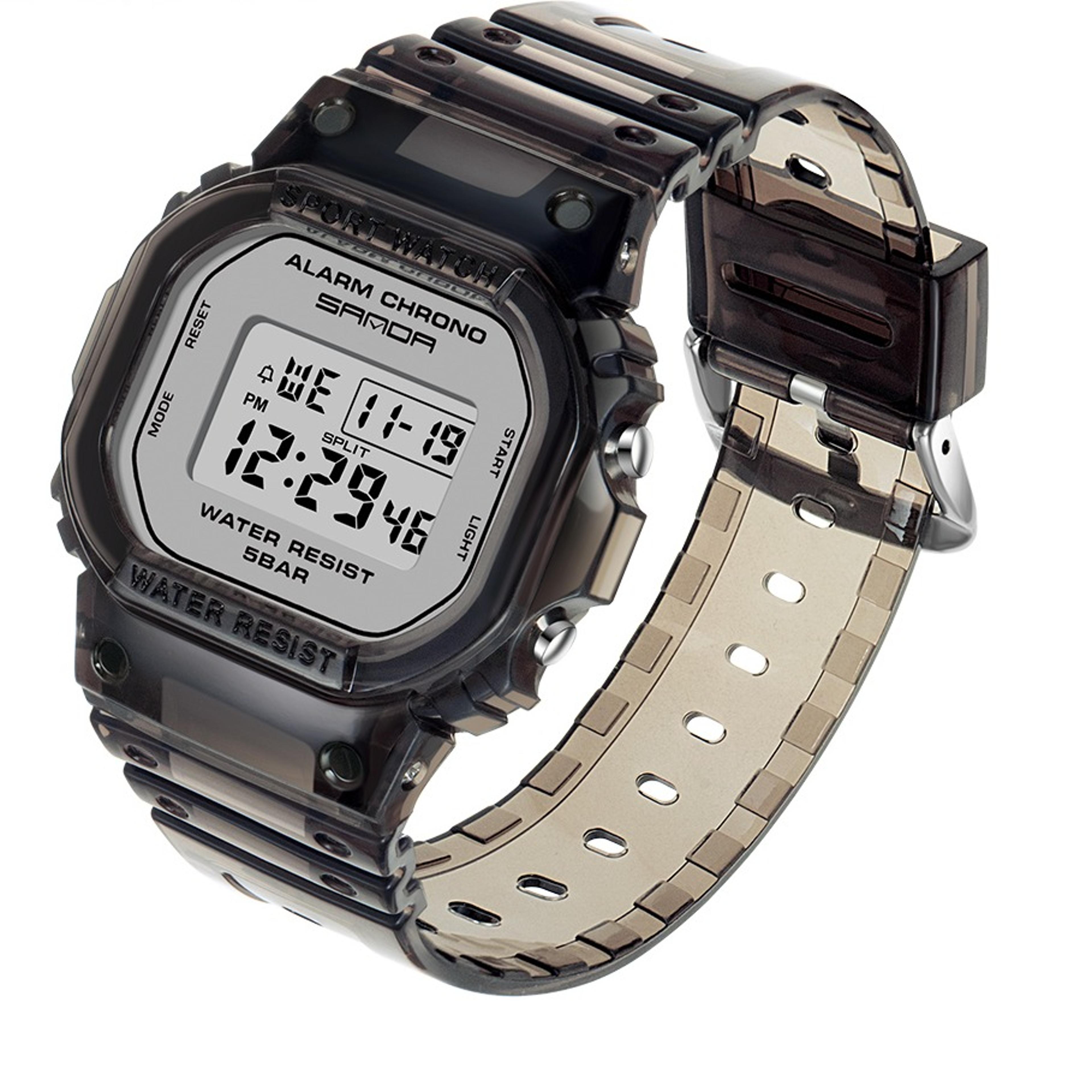 transparent led digital sports watch water proof unisex casual wrist watch