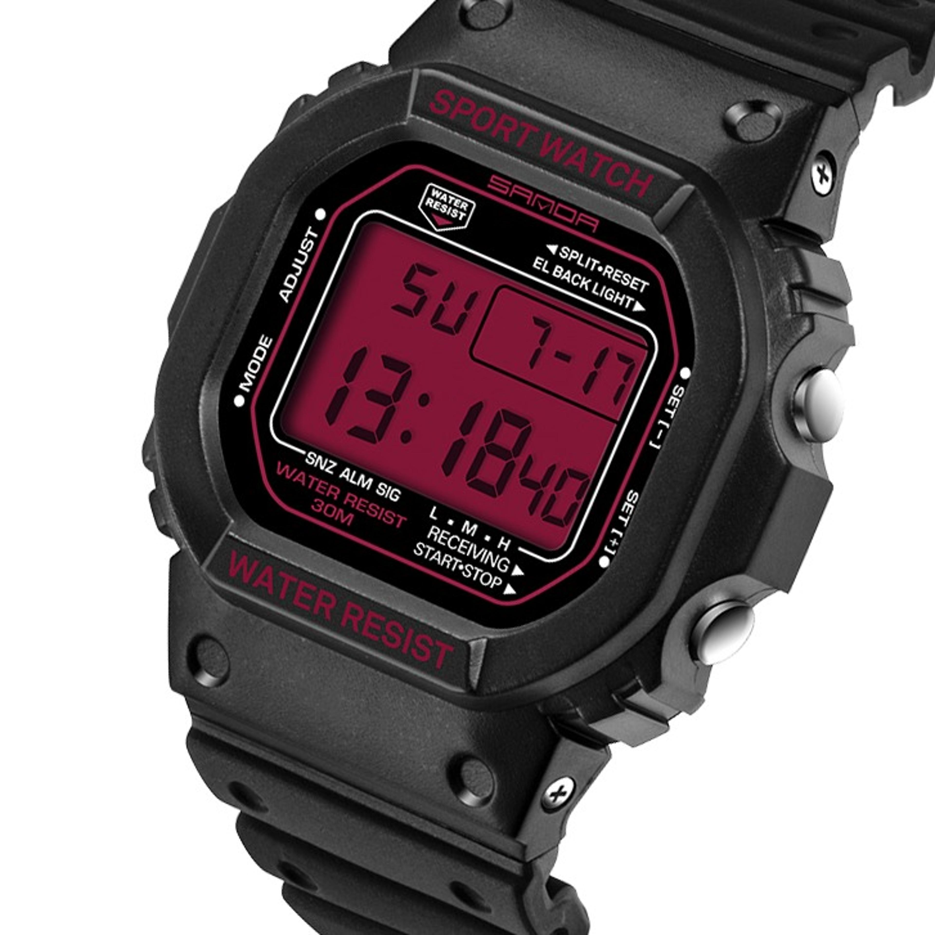 womens analog digital sports watch with led display and water resistance