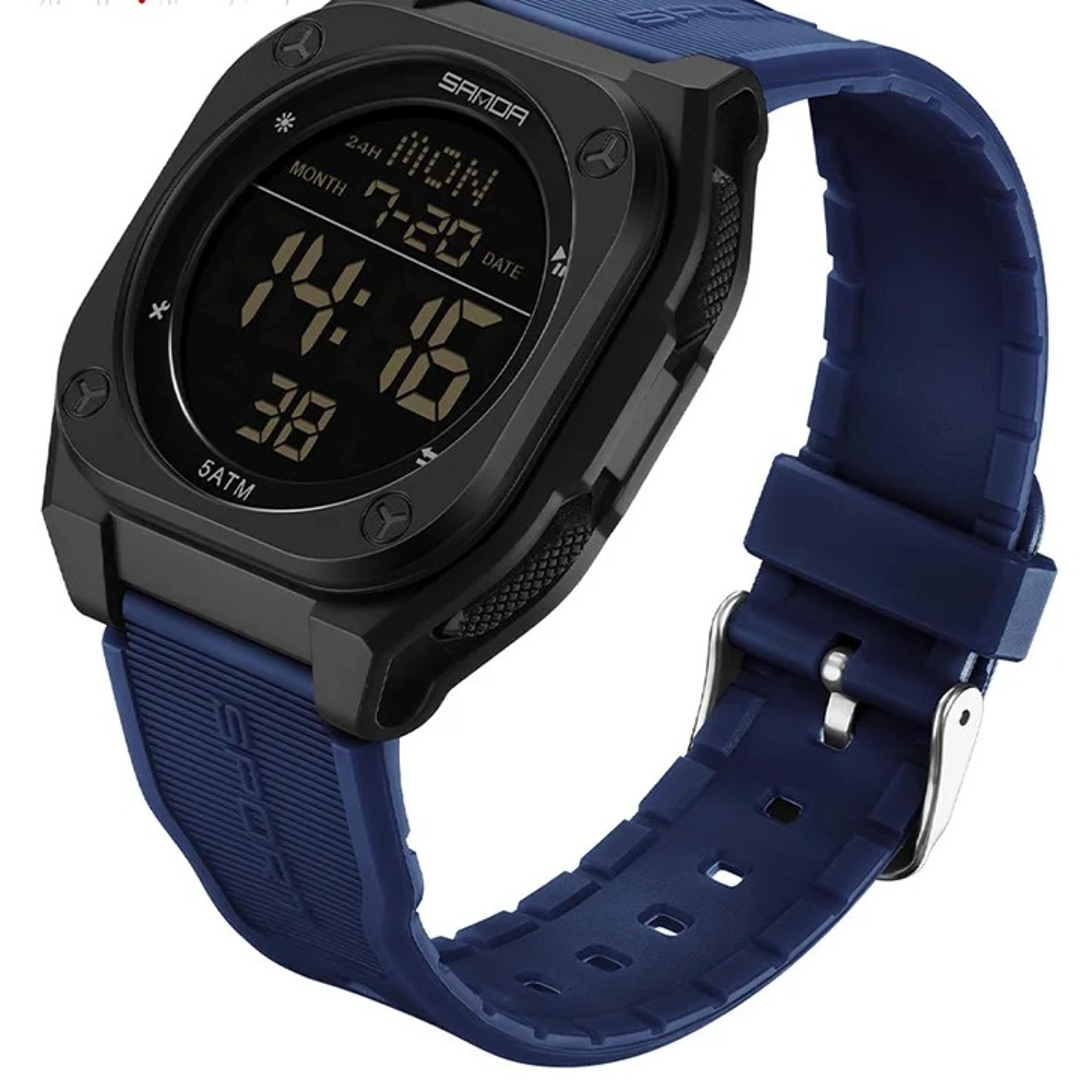 mens digital sports watch with led backlight, alarm and waterproof design