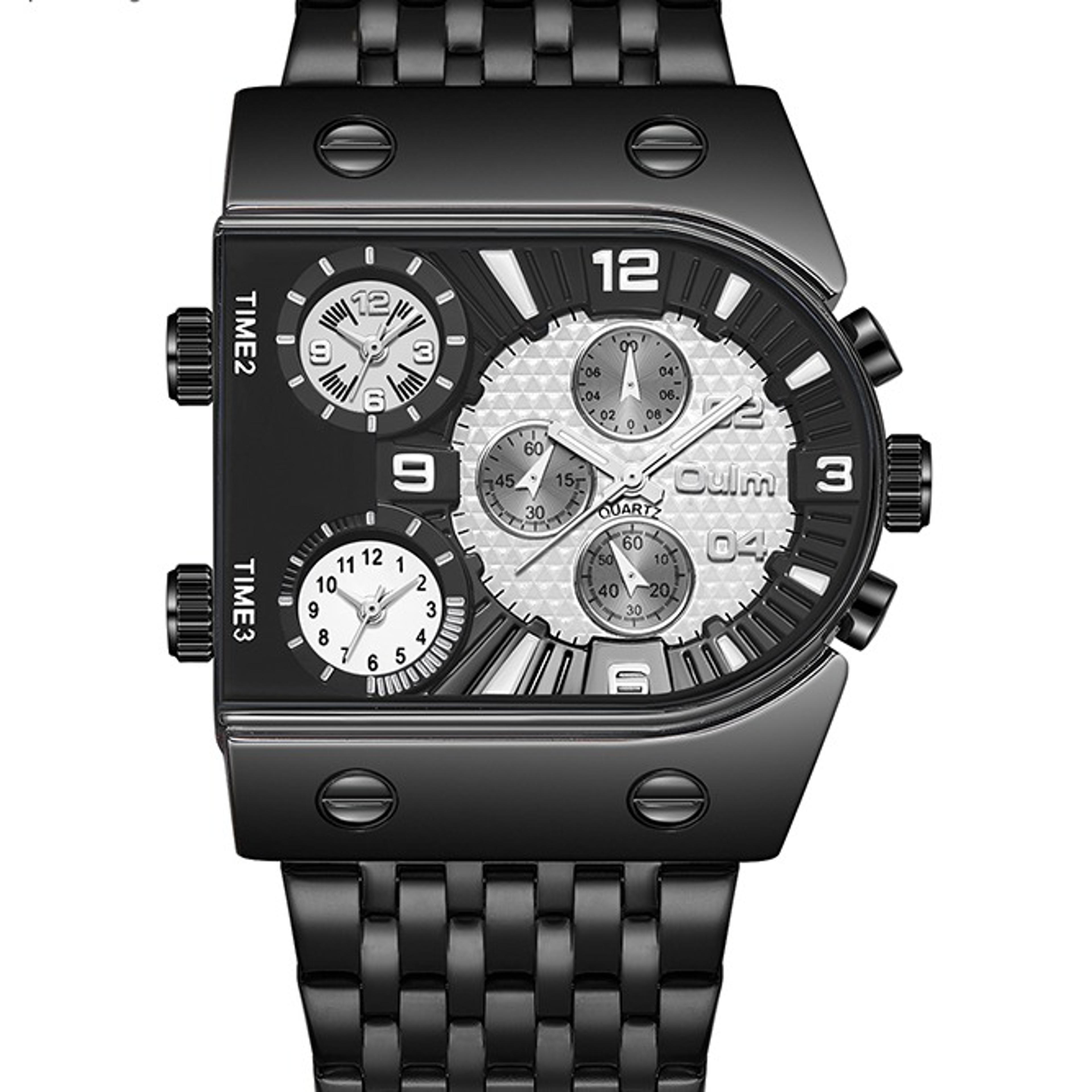 oulm unique design mens quartz watch with stainless steel band for business & casual wear