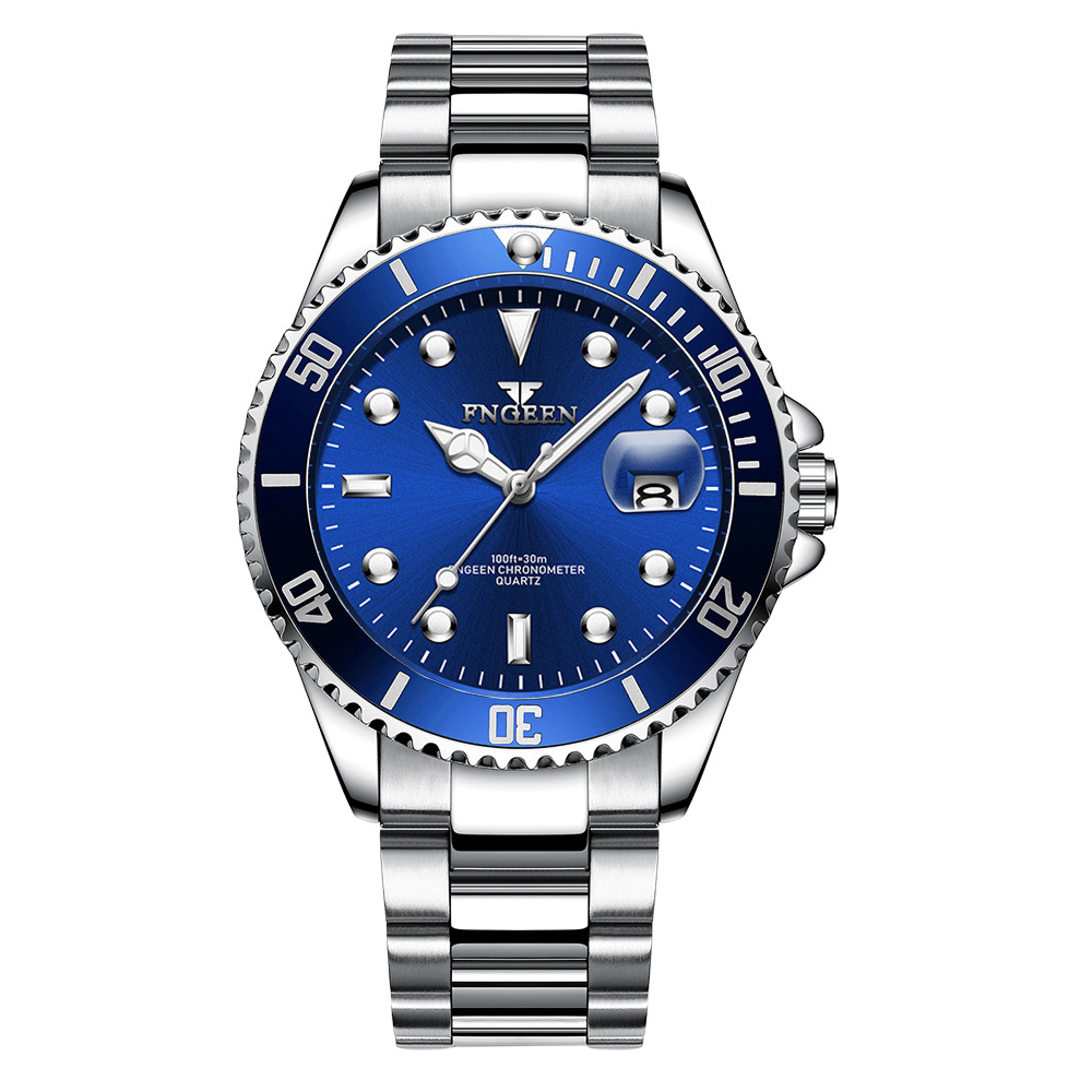 ultra thin mens quartz watch with stainless steel strap and luminous display