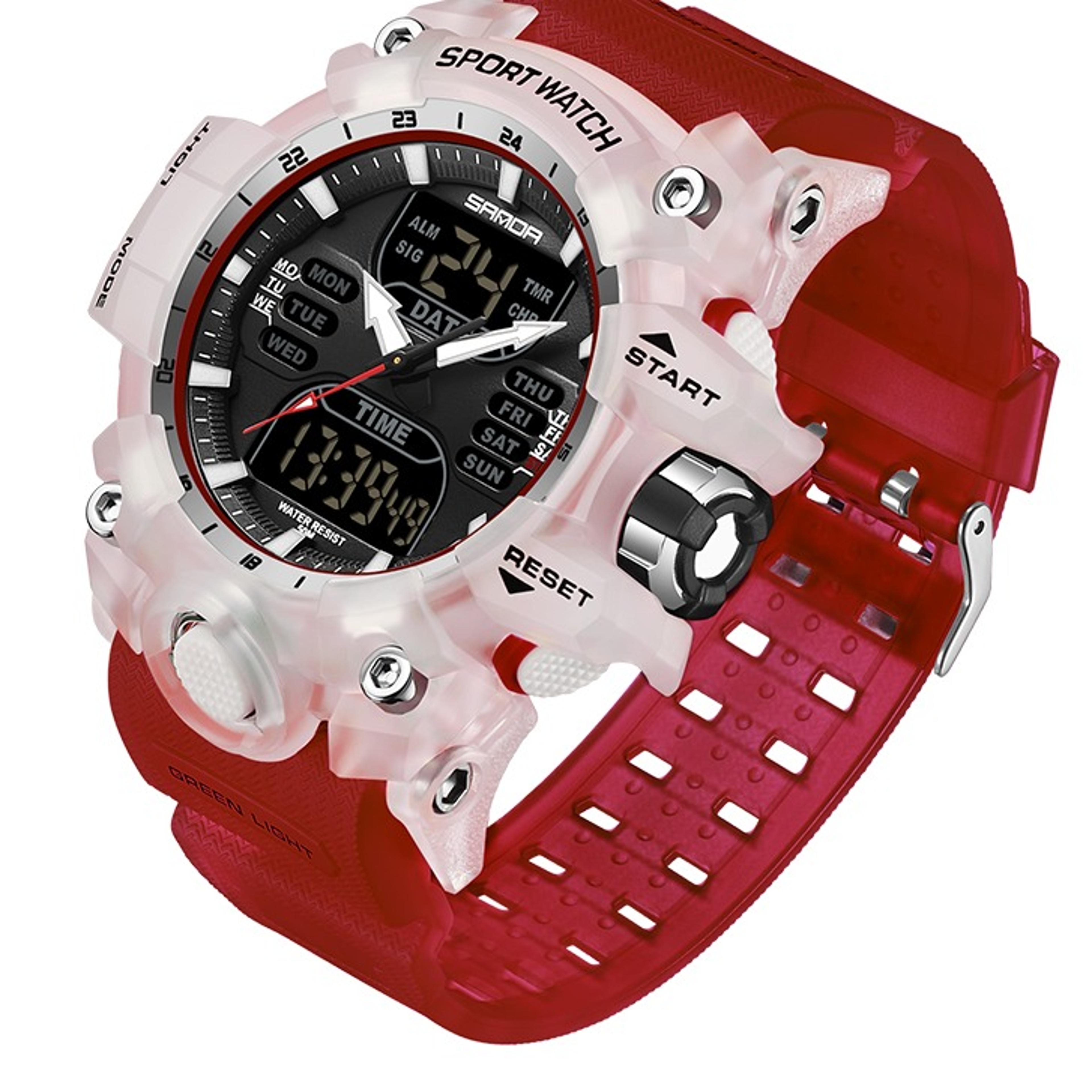 dual display military sports watch for men with led digital quartz design