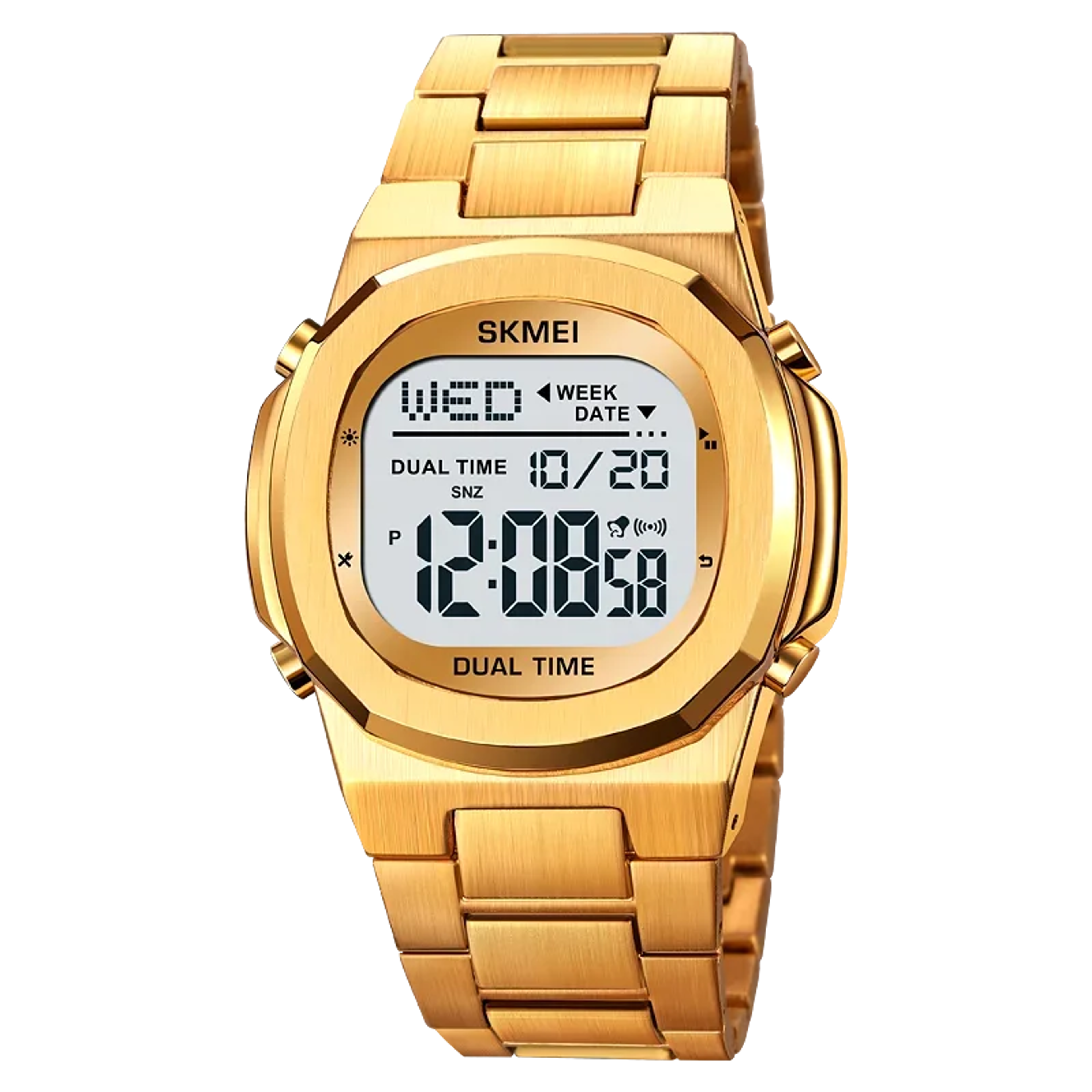 waterproof digital sport watch with dual time, alarm & stopwatch