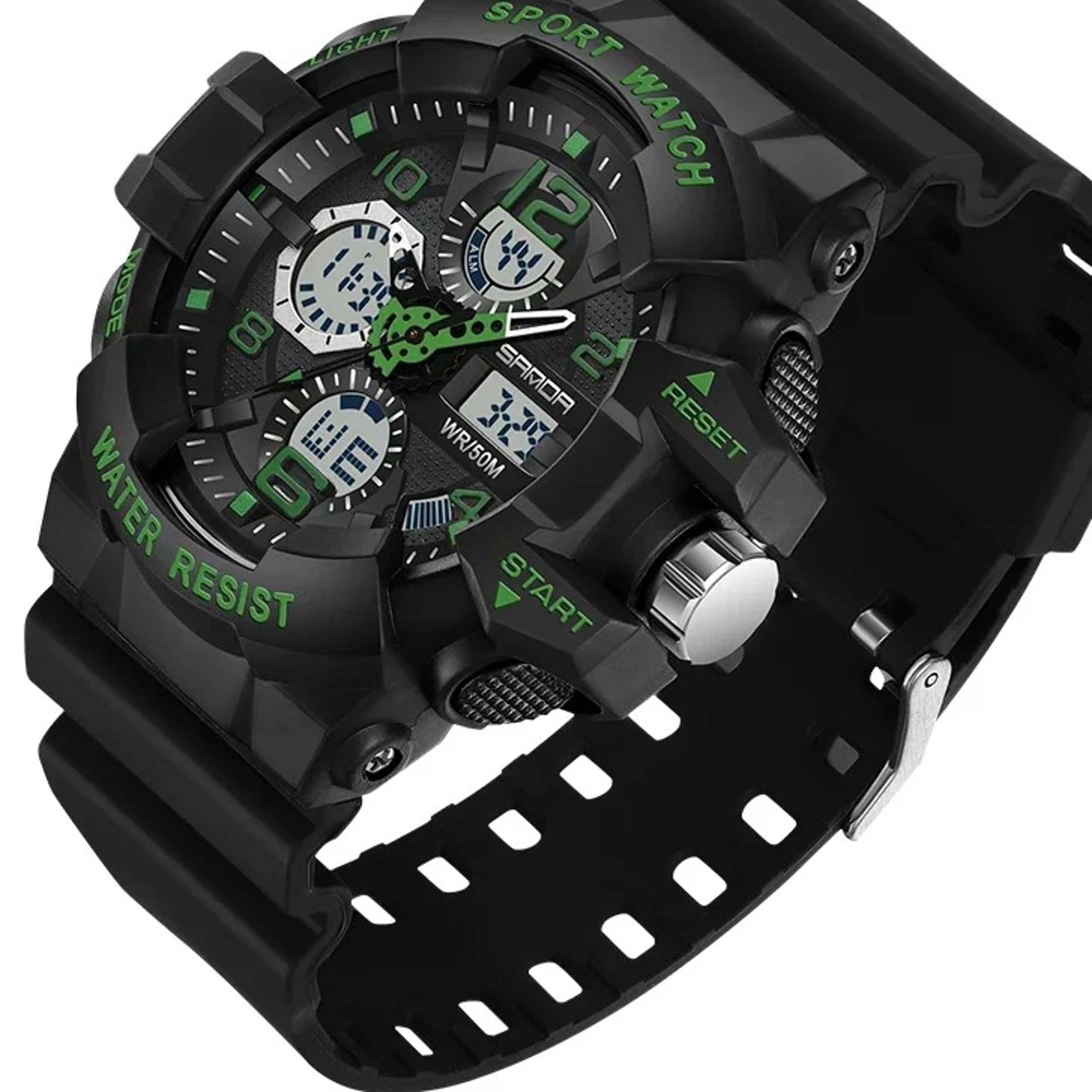 water proof dual display mens sport watch with led backlight