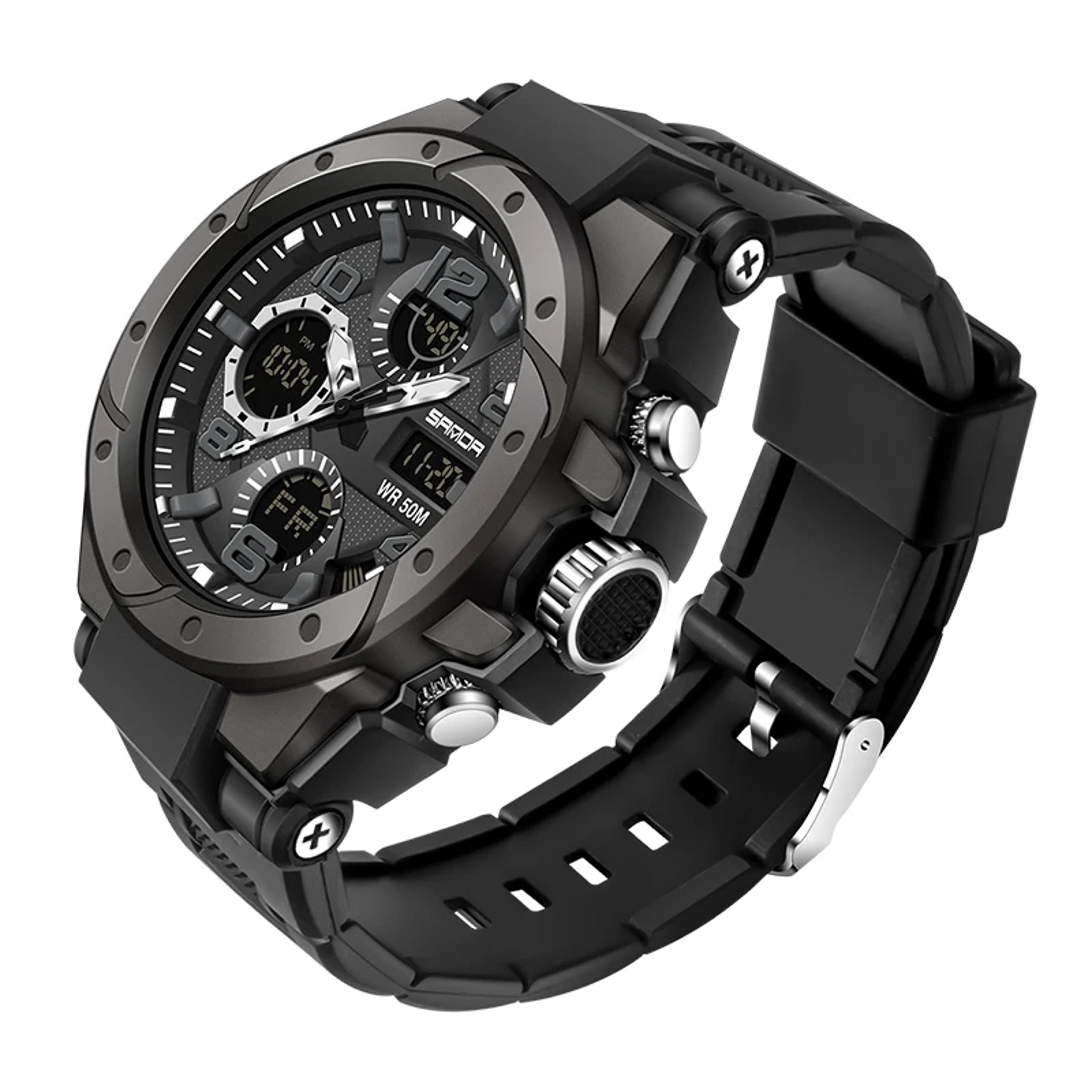 rugged dual display water proof sports watch for men