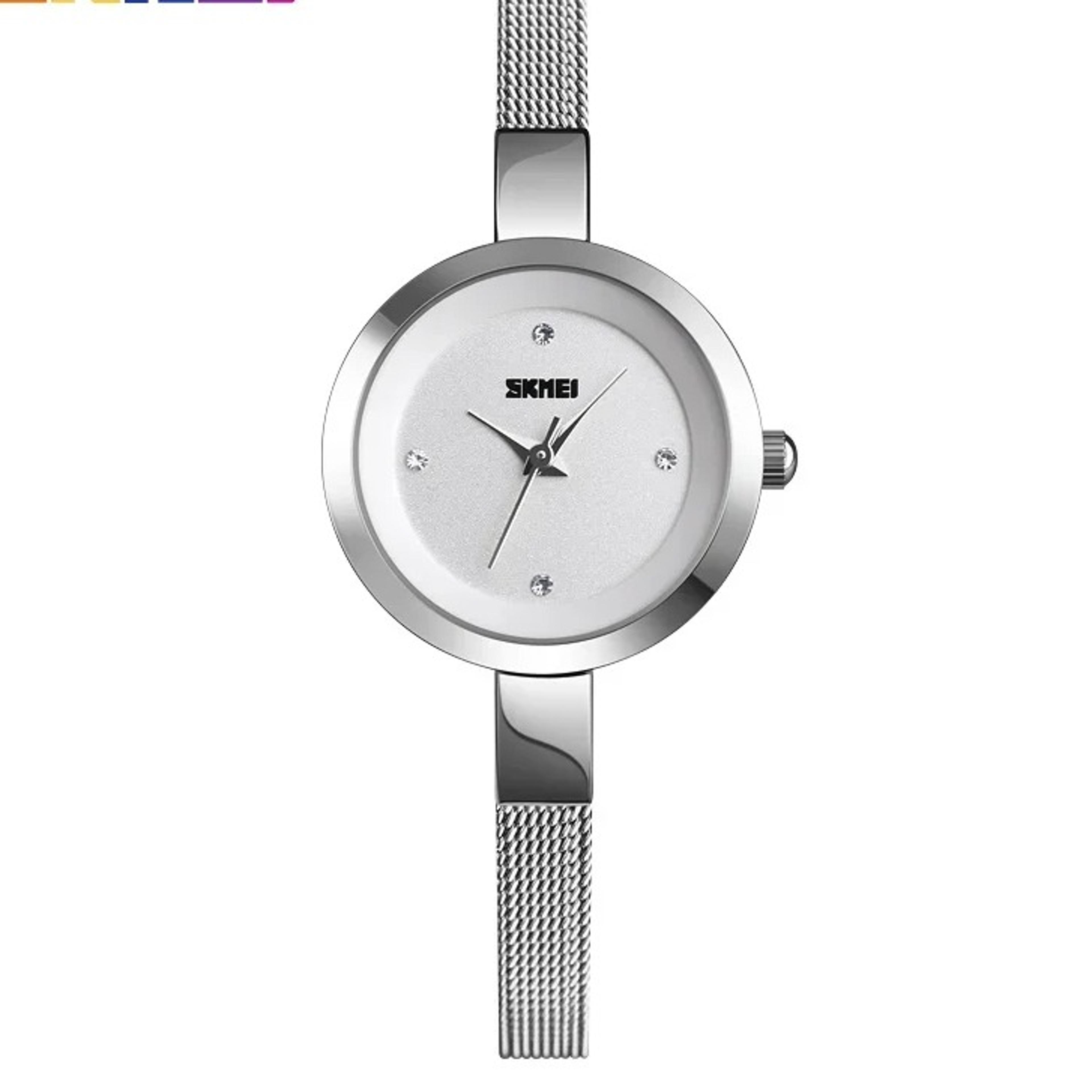 womens quartz watch with slim stainless steel bracelet