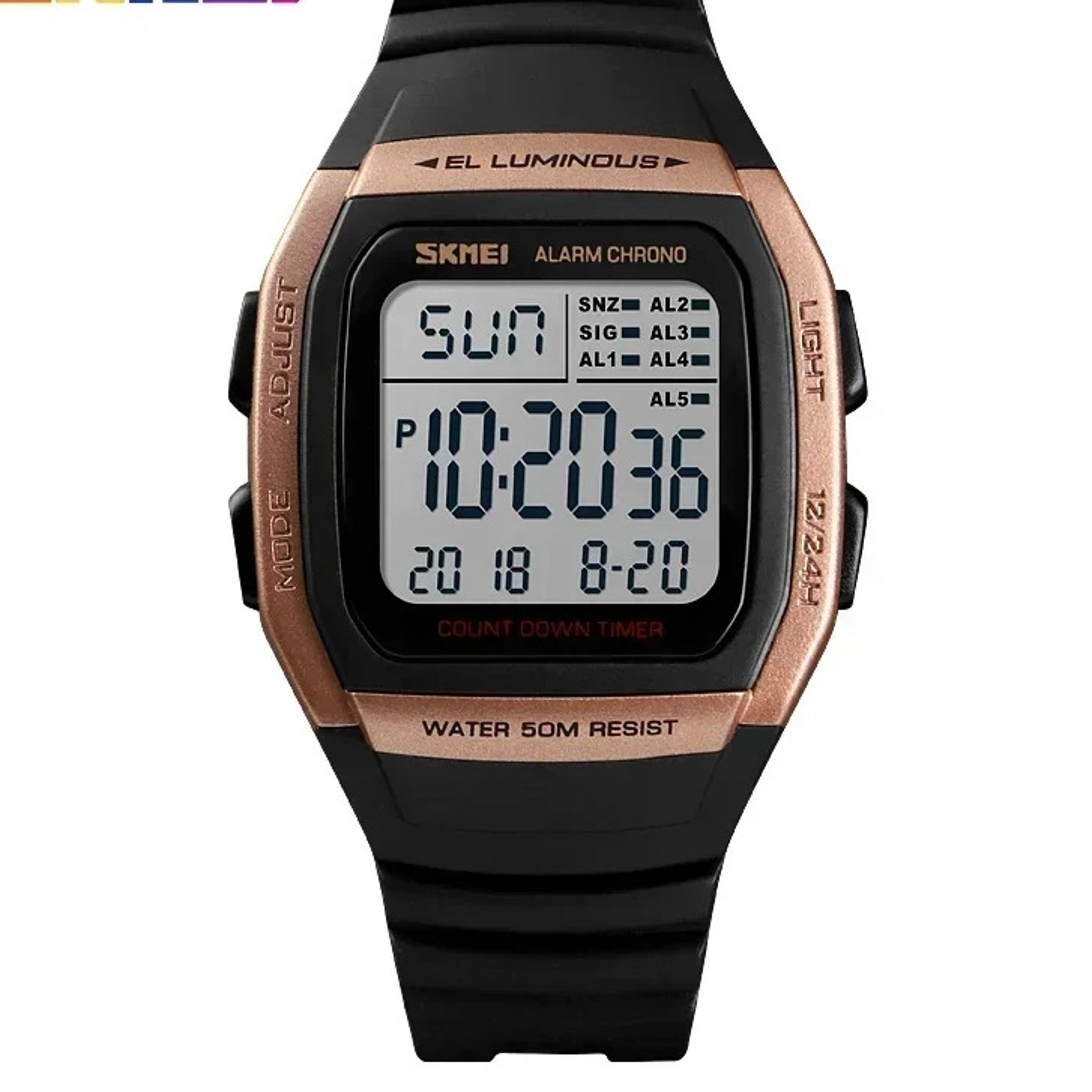 waterproof digital sports watch with dual time and countdown timer
