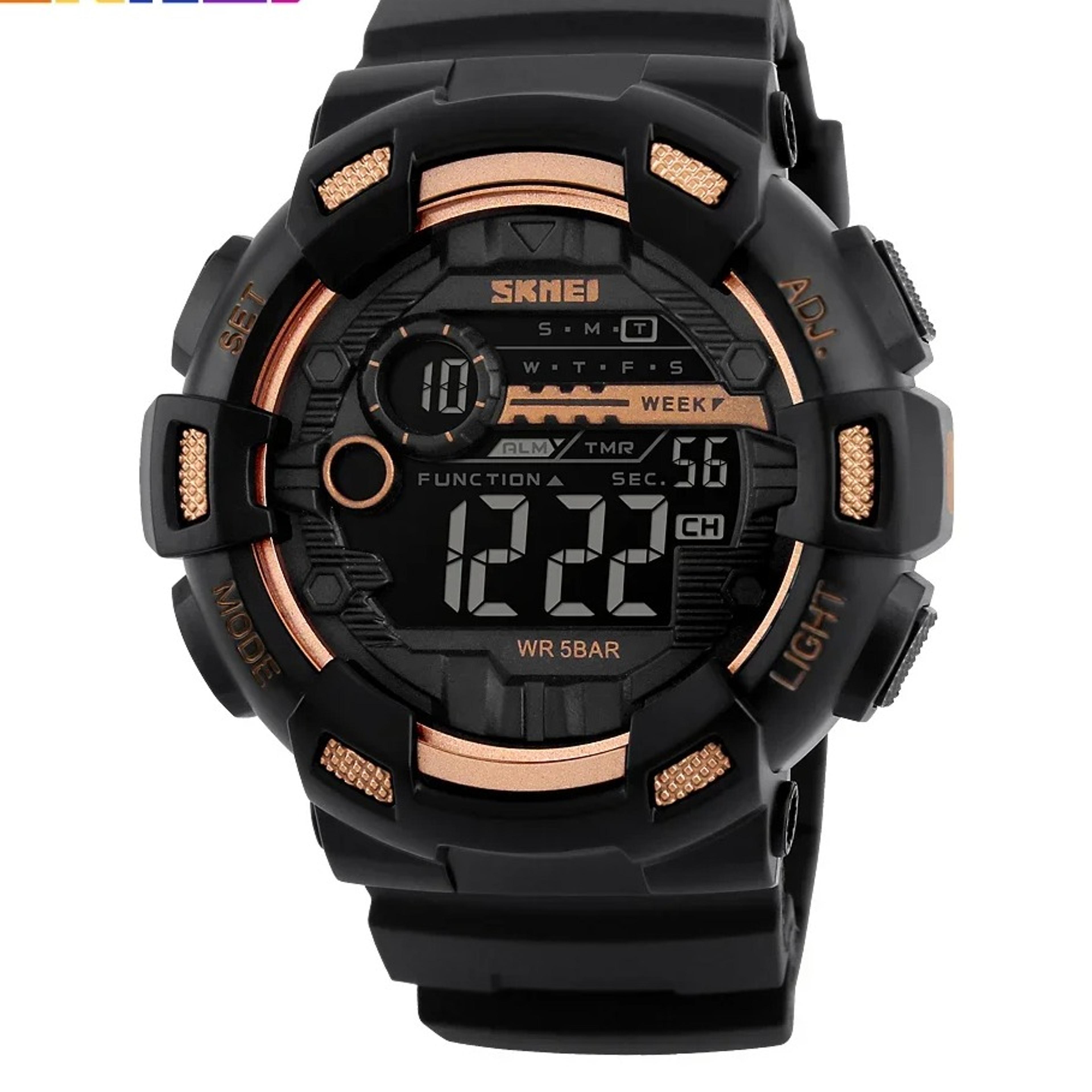 waterproof digital sports watch with dual time and chronograph