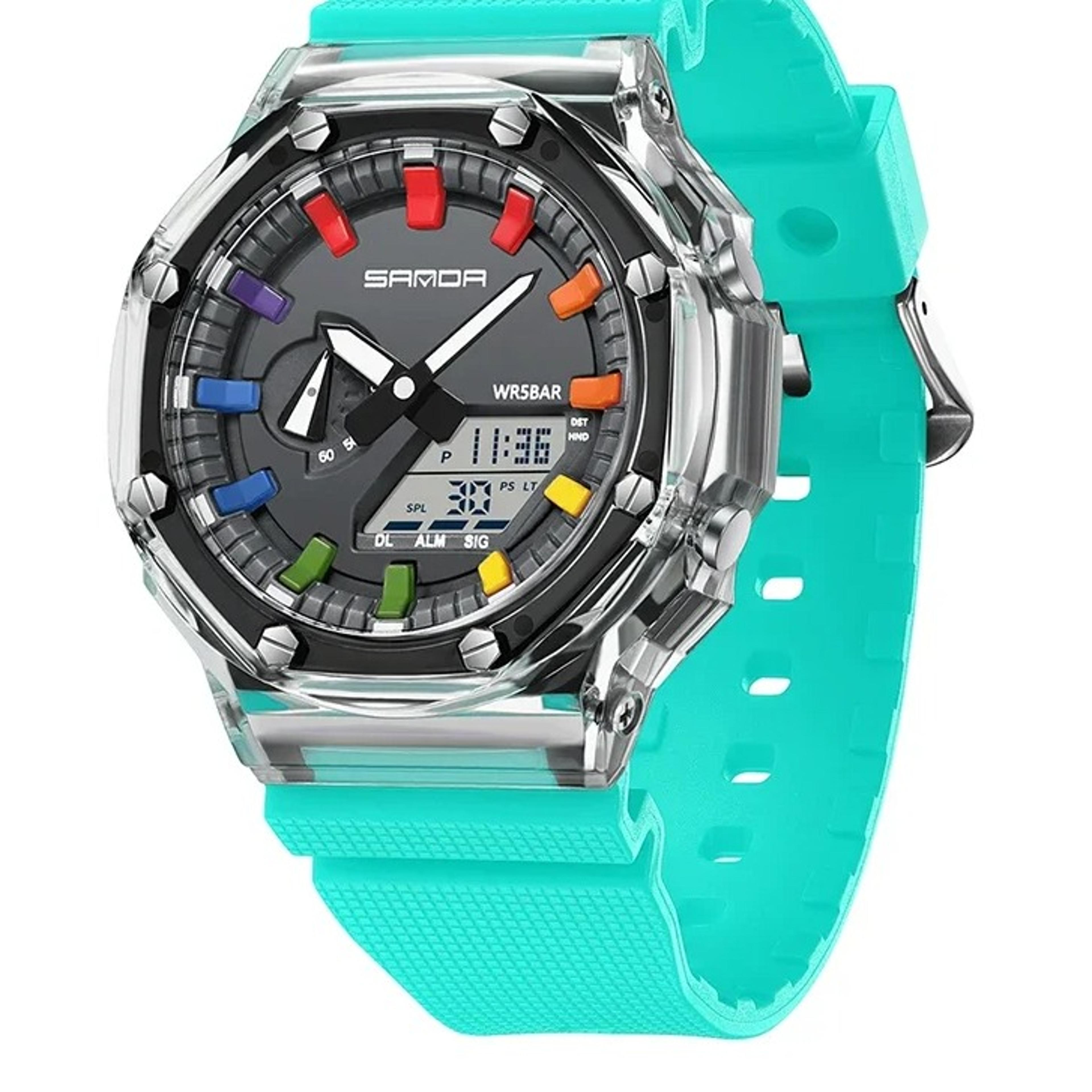 digital sports watch with countdown timer, alarms and led backlight