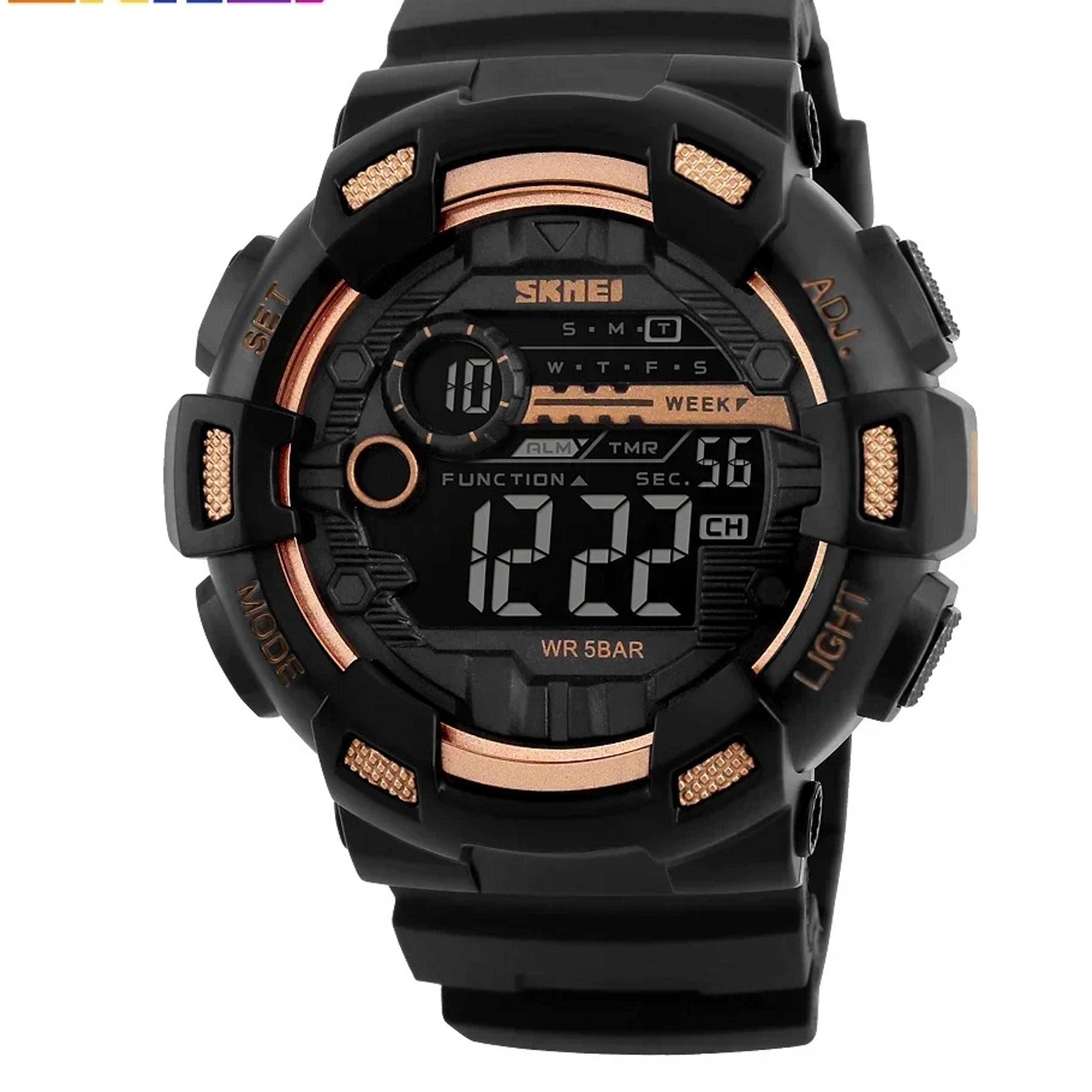 mens waterproof digital sports watch with dual time and stop watch