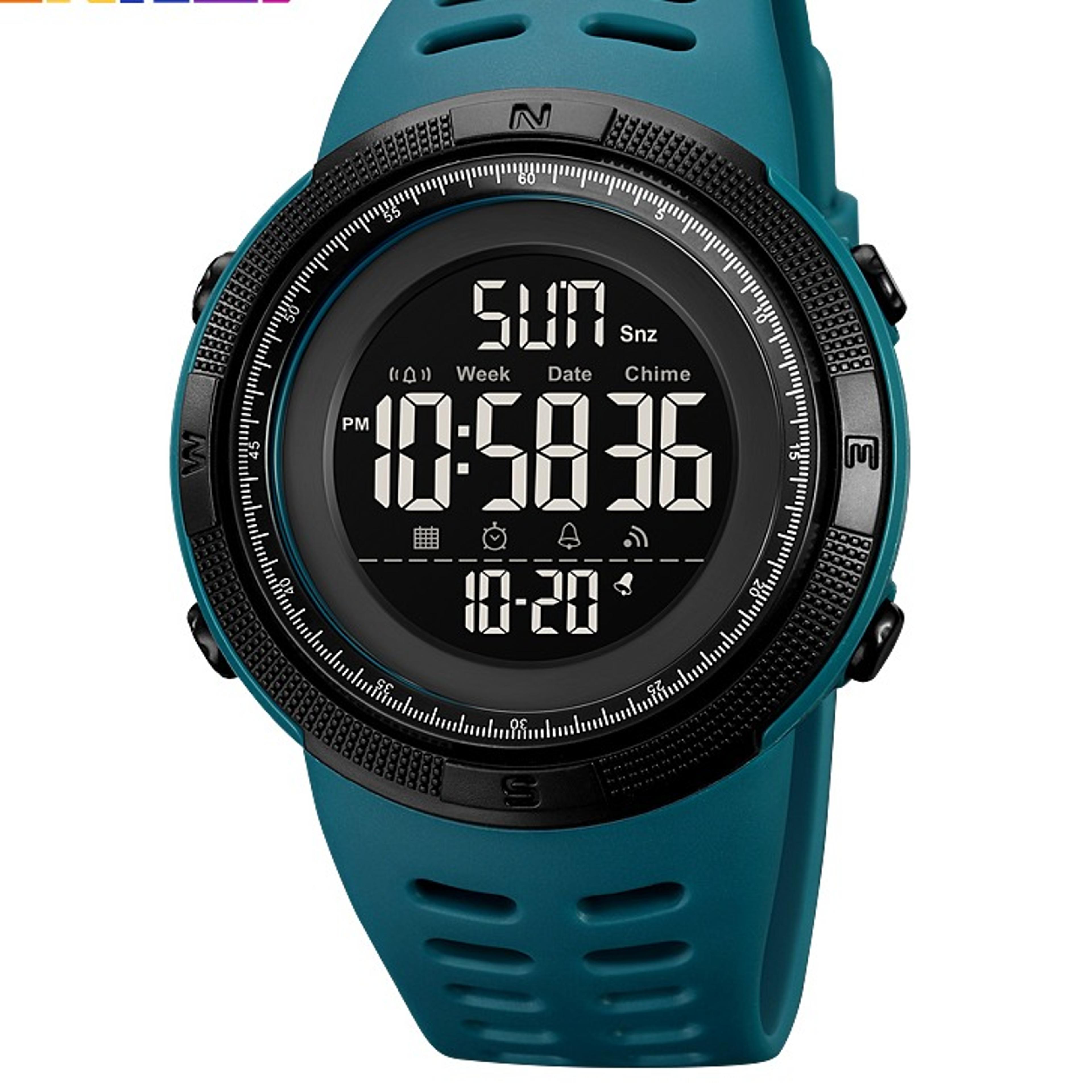 mens waterproof digital sports watch with dual time, stop watch and led backlight