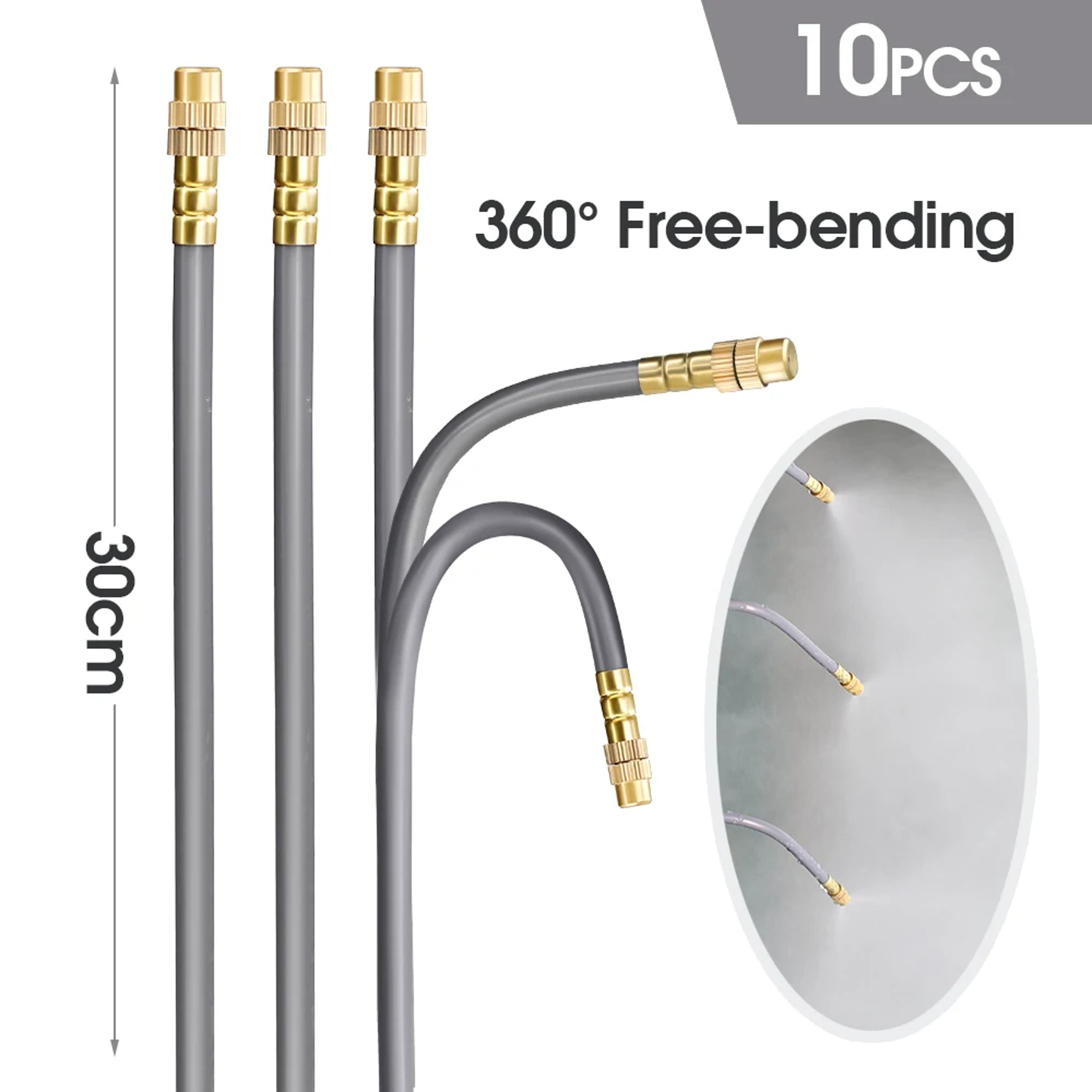 adjustable garden misting system with brass spray nozzles and quick connect hose