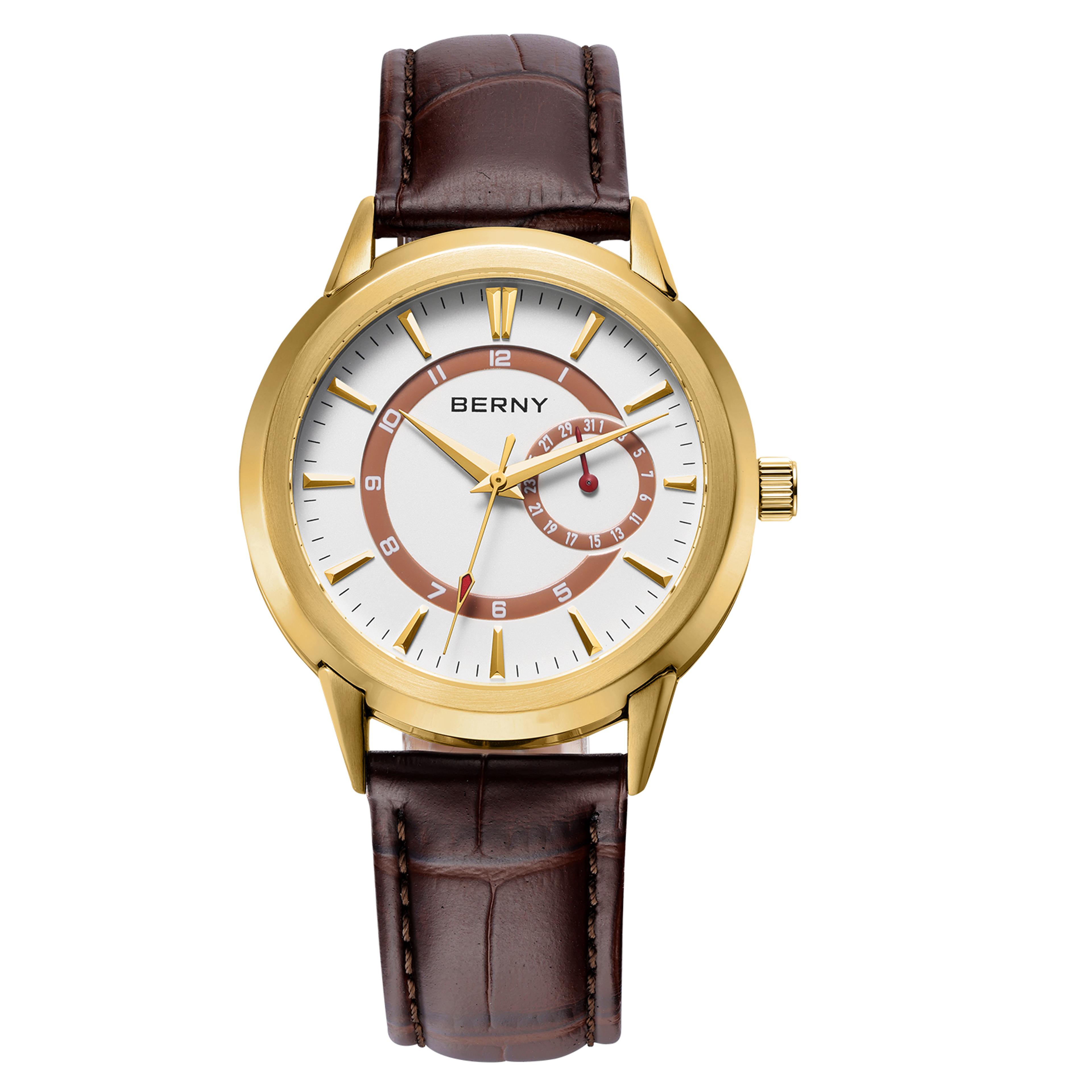 mens quartz watch with day date calendar easy read dial and stainless steel band