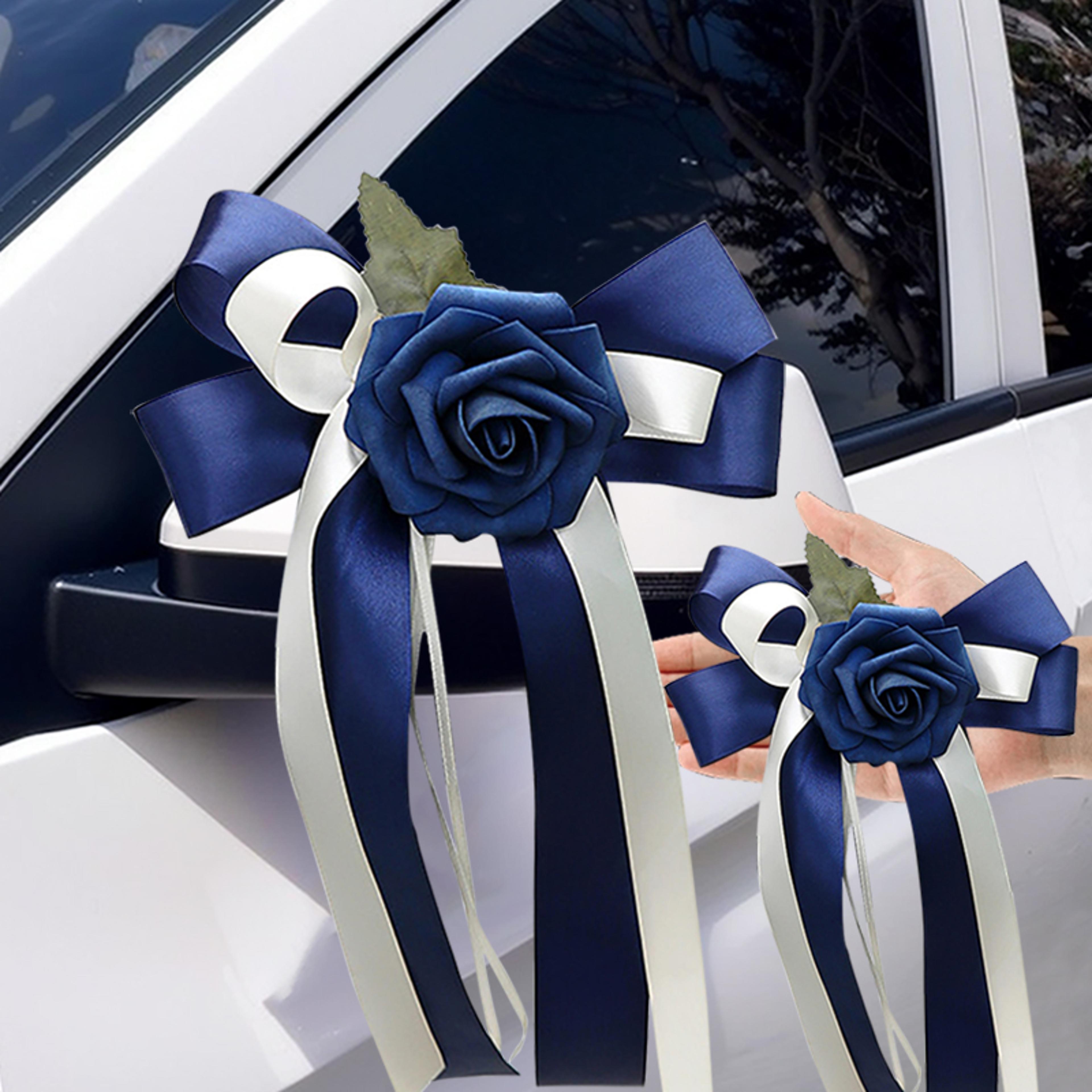 vintage wedding car bow floral decoration for rearview mirrors and chair backs
