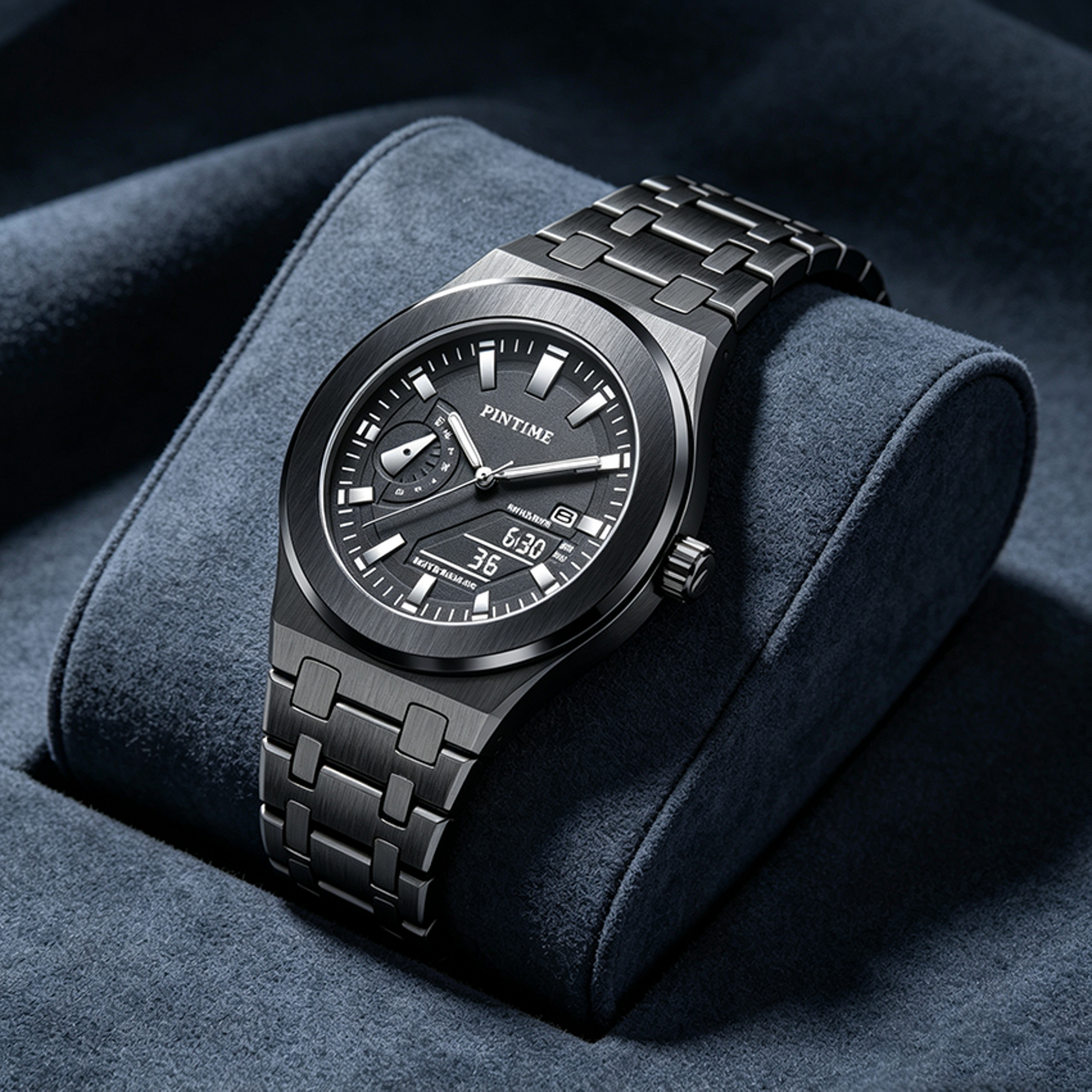 classic mens quartz business watch with calendar round dial alloy design