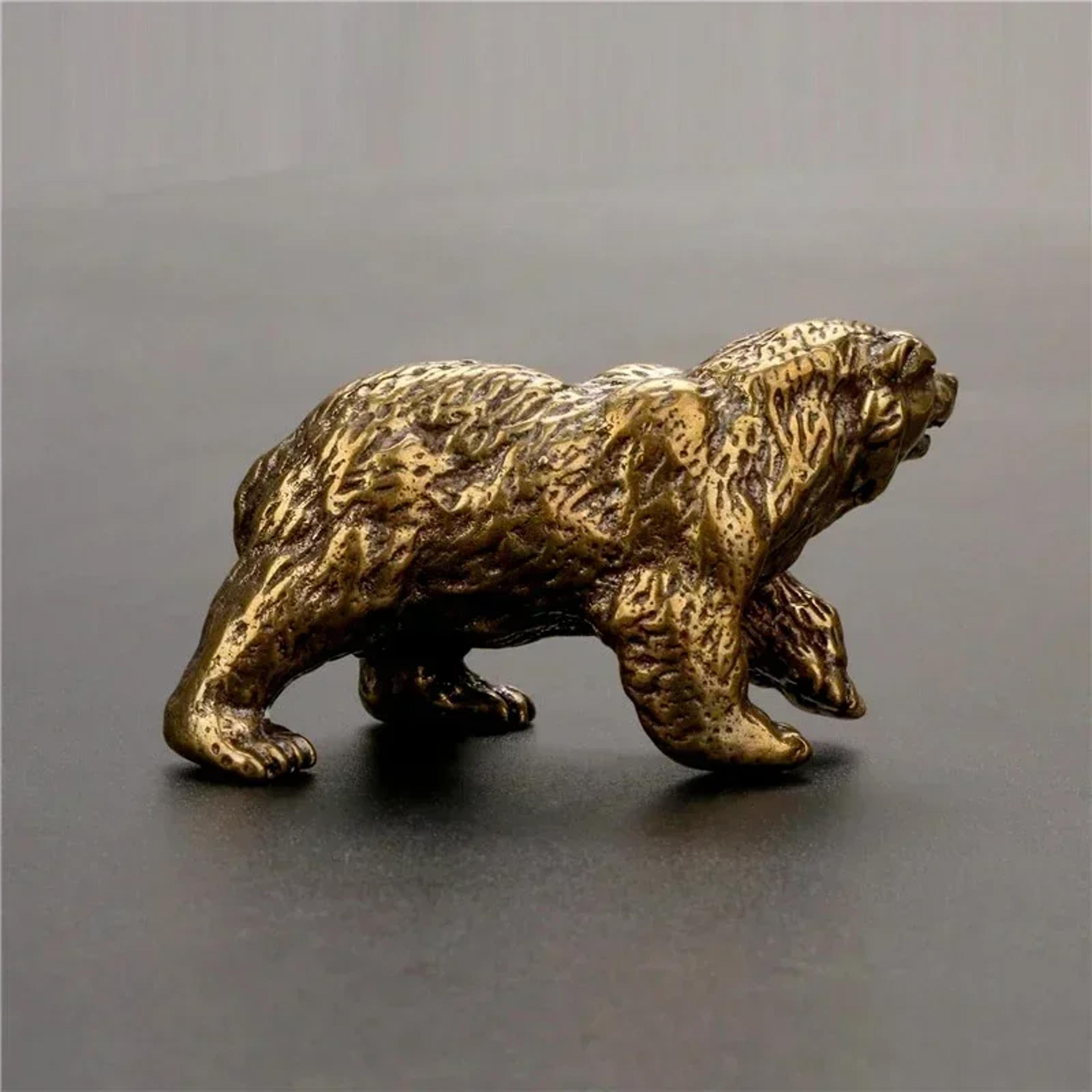 vintage brass bear figurine solid brass mini bear statue for desk and home decor