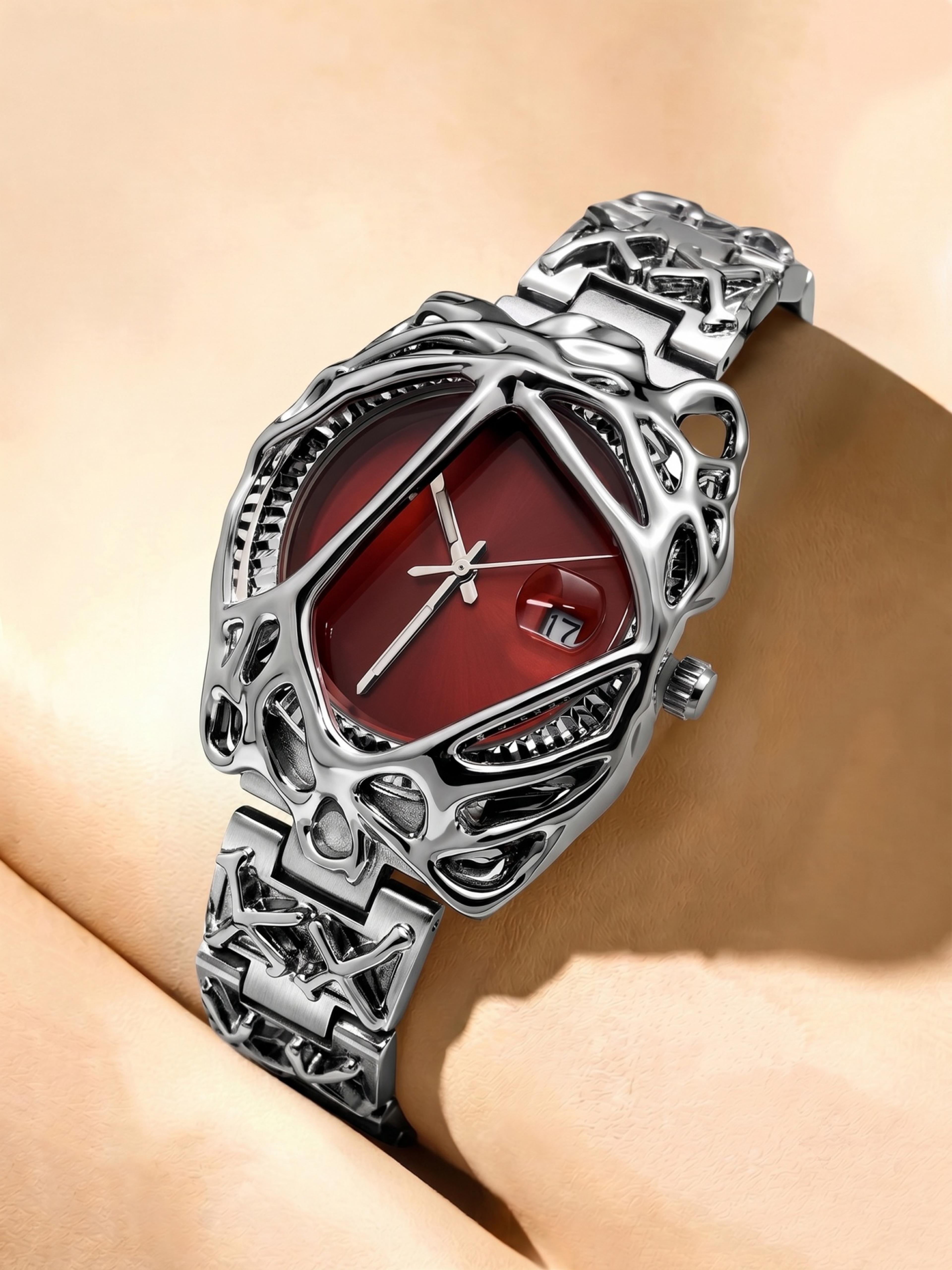 fluid case mens quartz watch irregular luxury waterproof business wristwatch