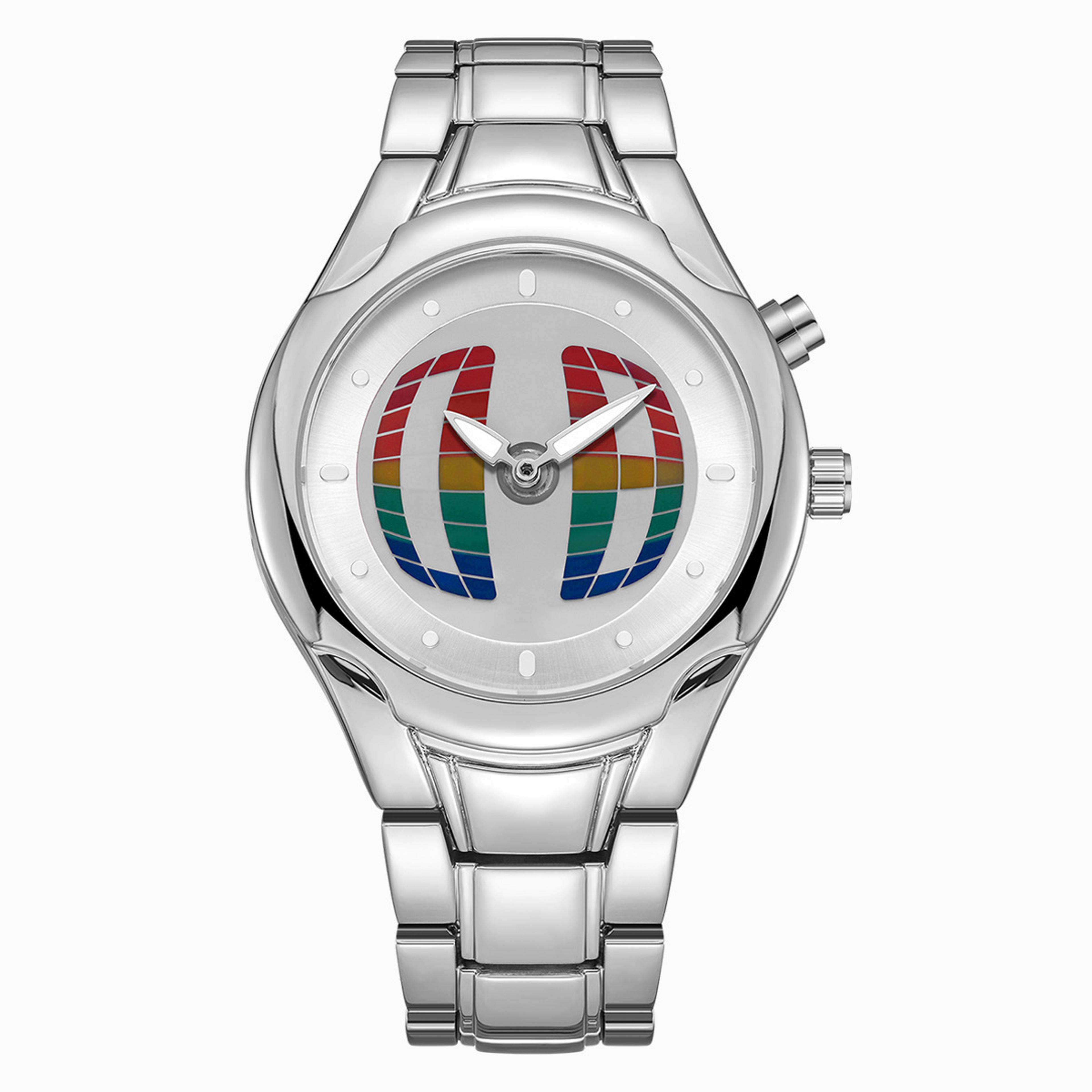 mens watch with dual display luminous hands and quartz movement