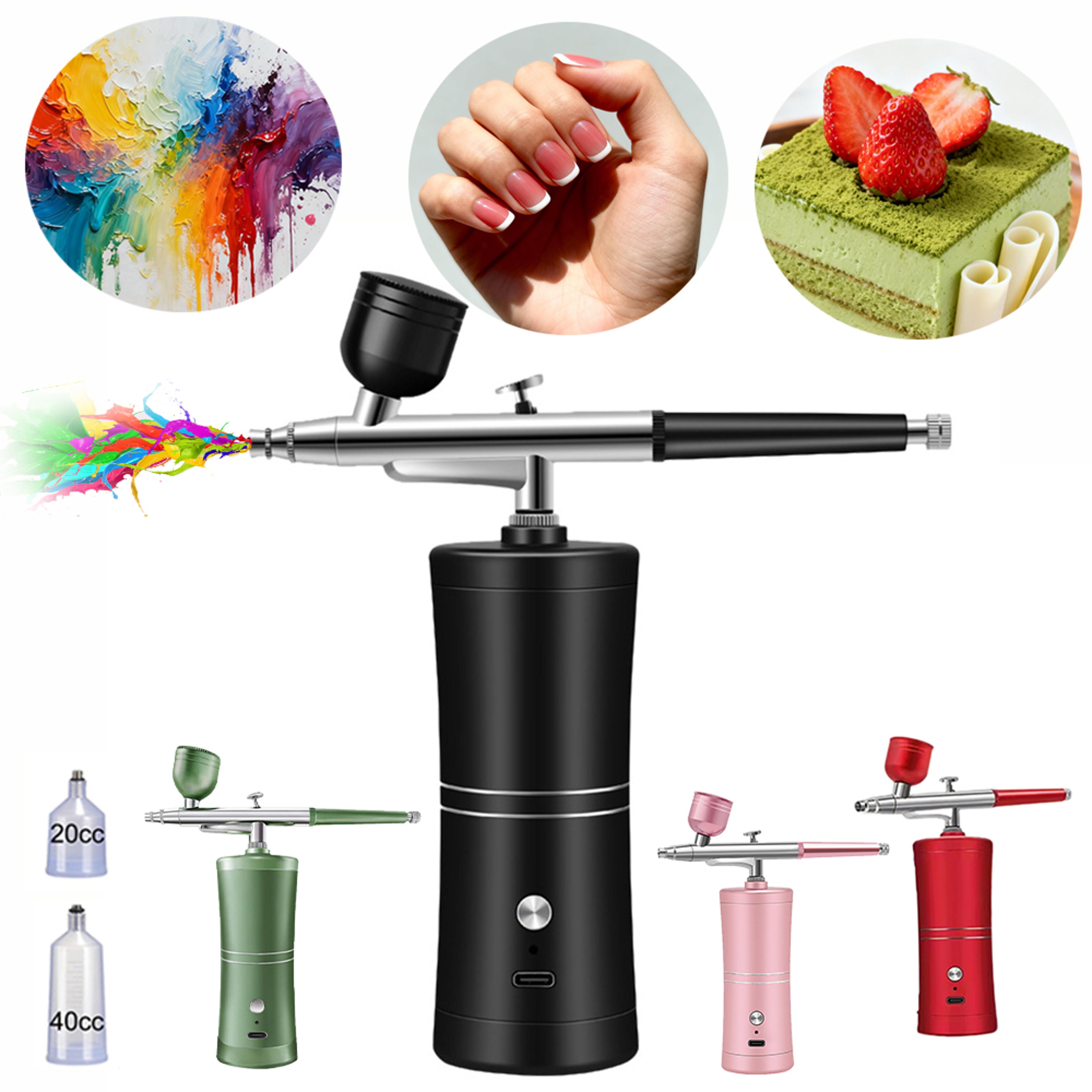 portable cordless air brush kit with mini compressor for nail art, makeup and painting