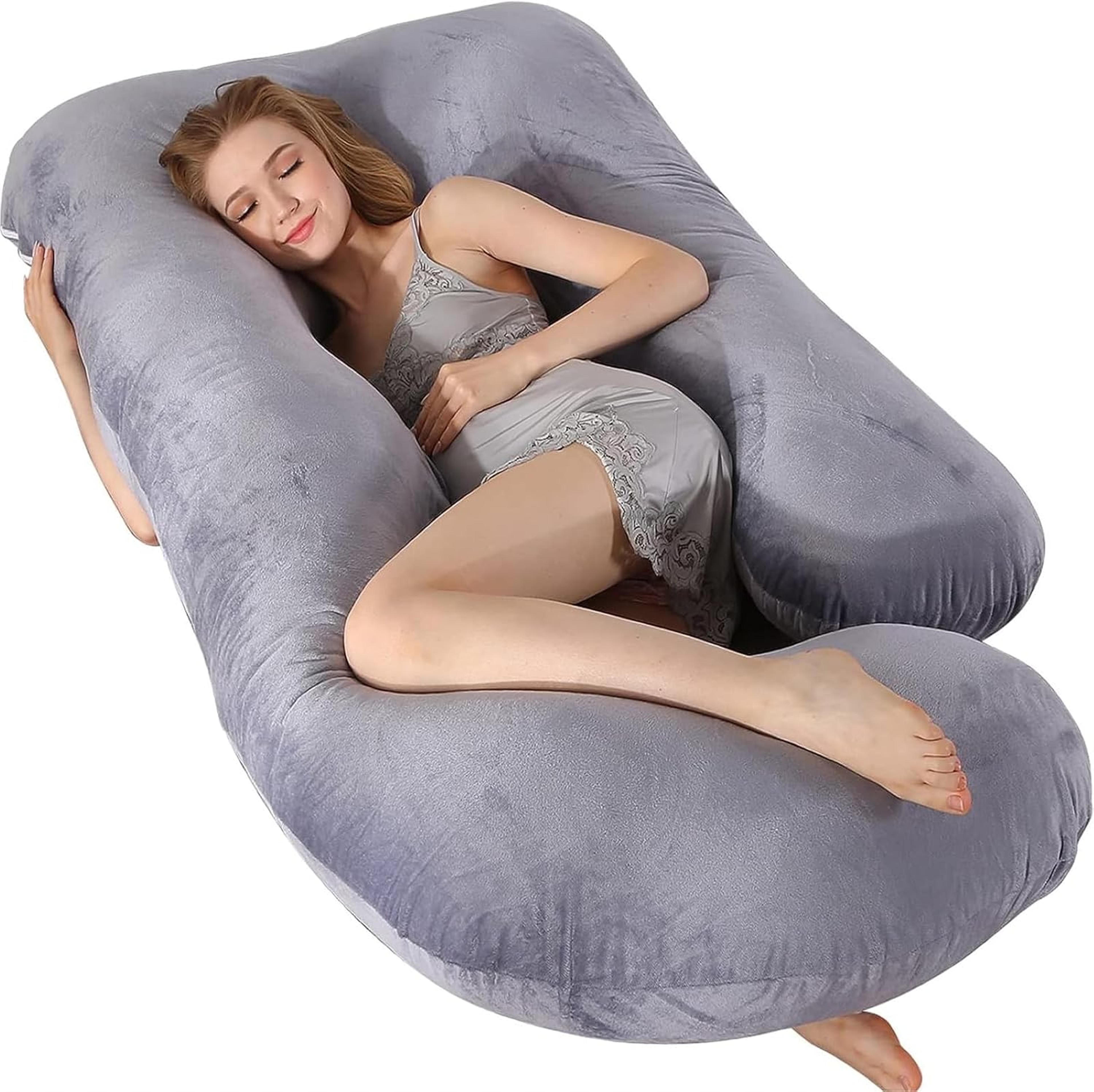 g shaped full body pregnancy pillow with cooling washable cover