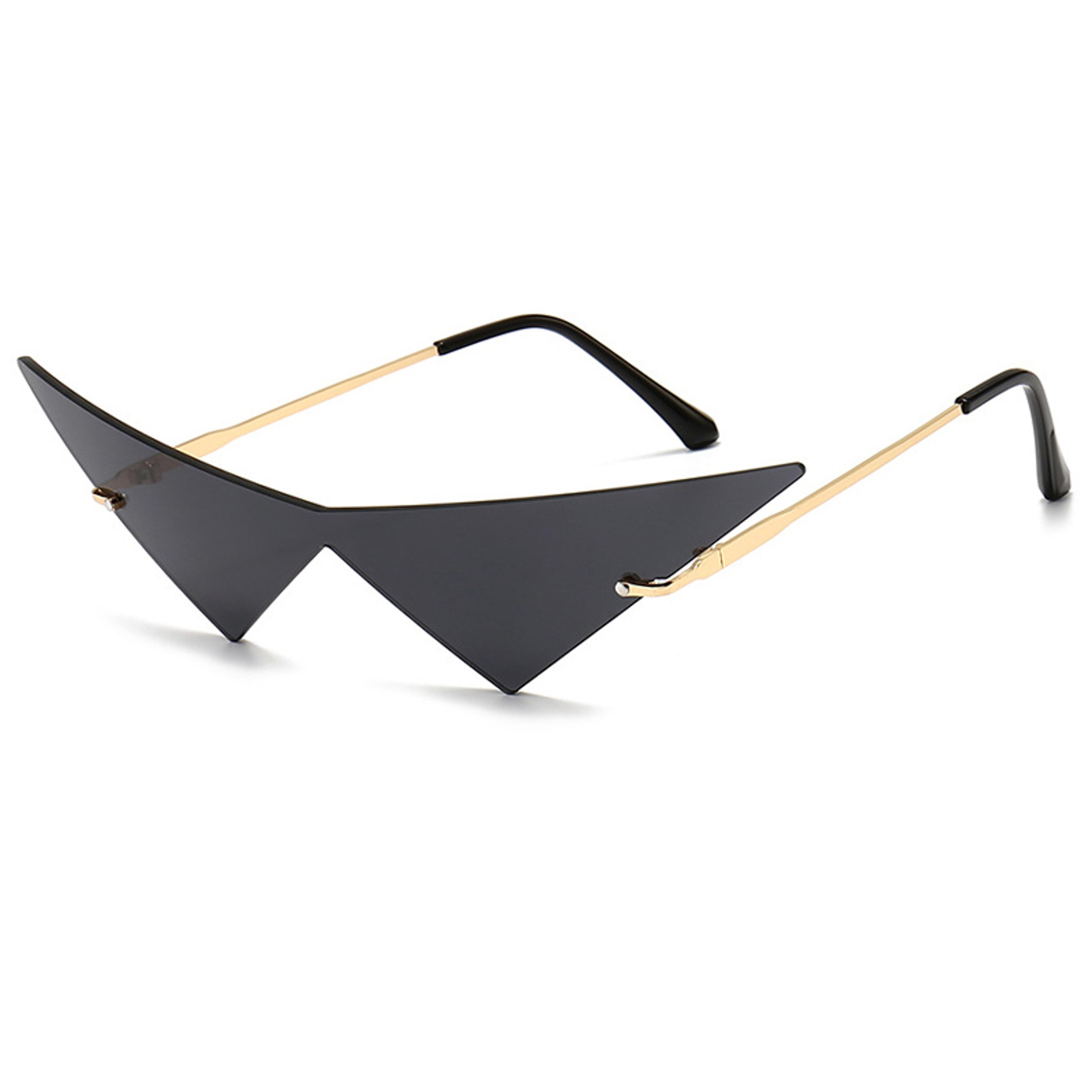 over sized cat eye rimless sunglasses with one piece lens