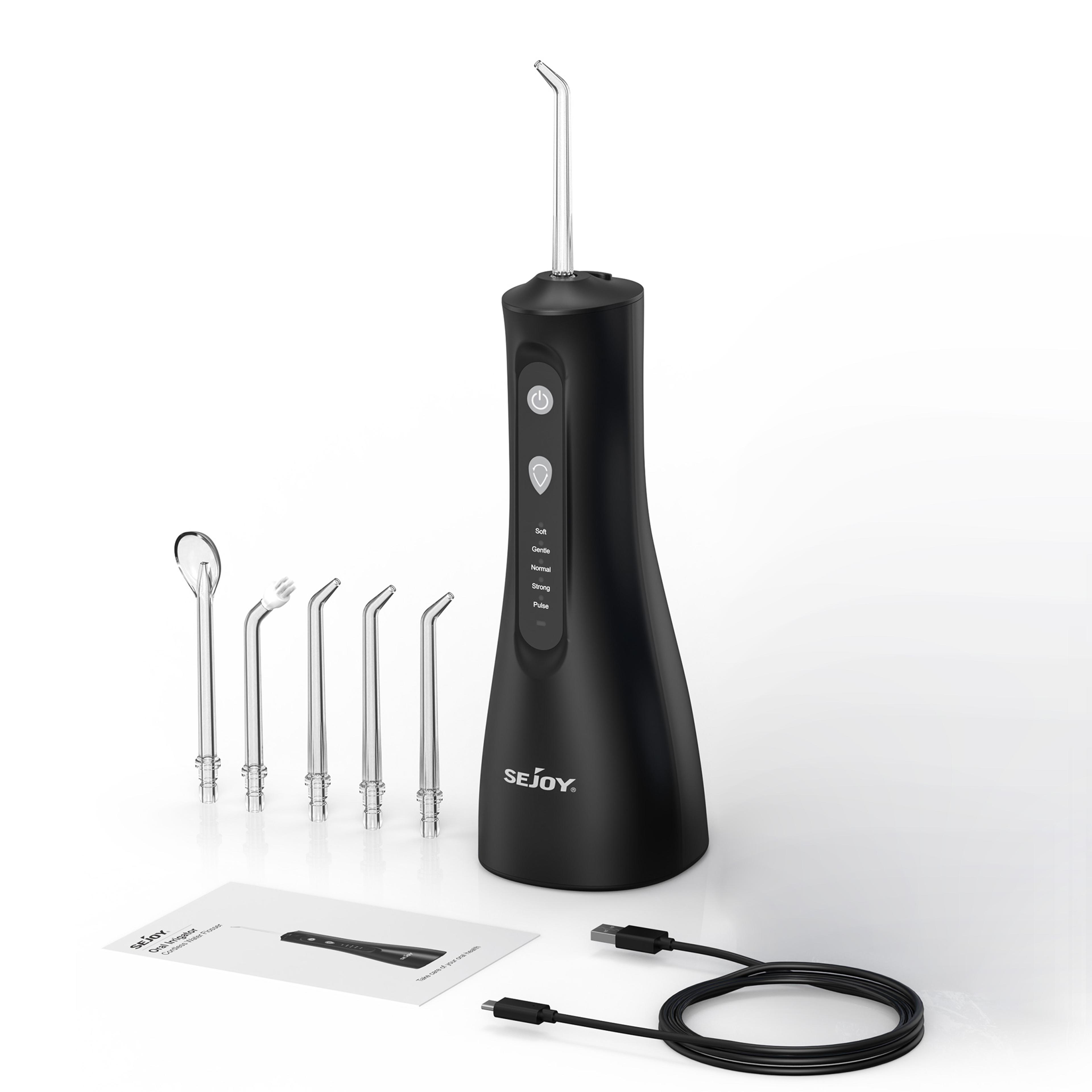 cordless water flosser with tank, cleaning modes and jet tips