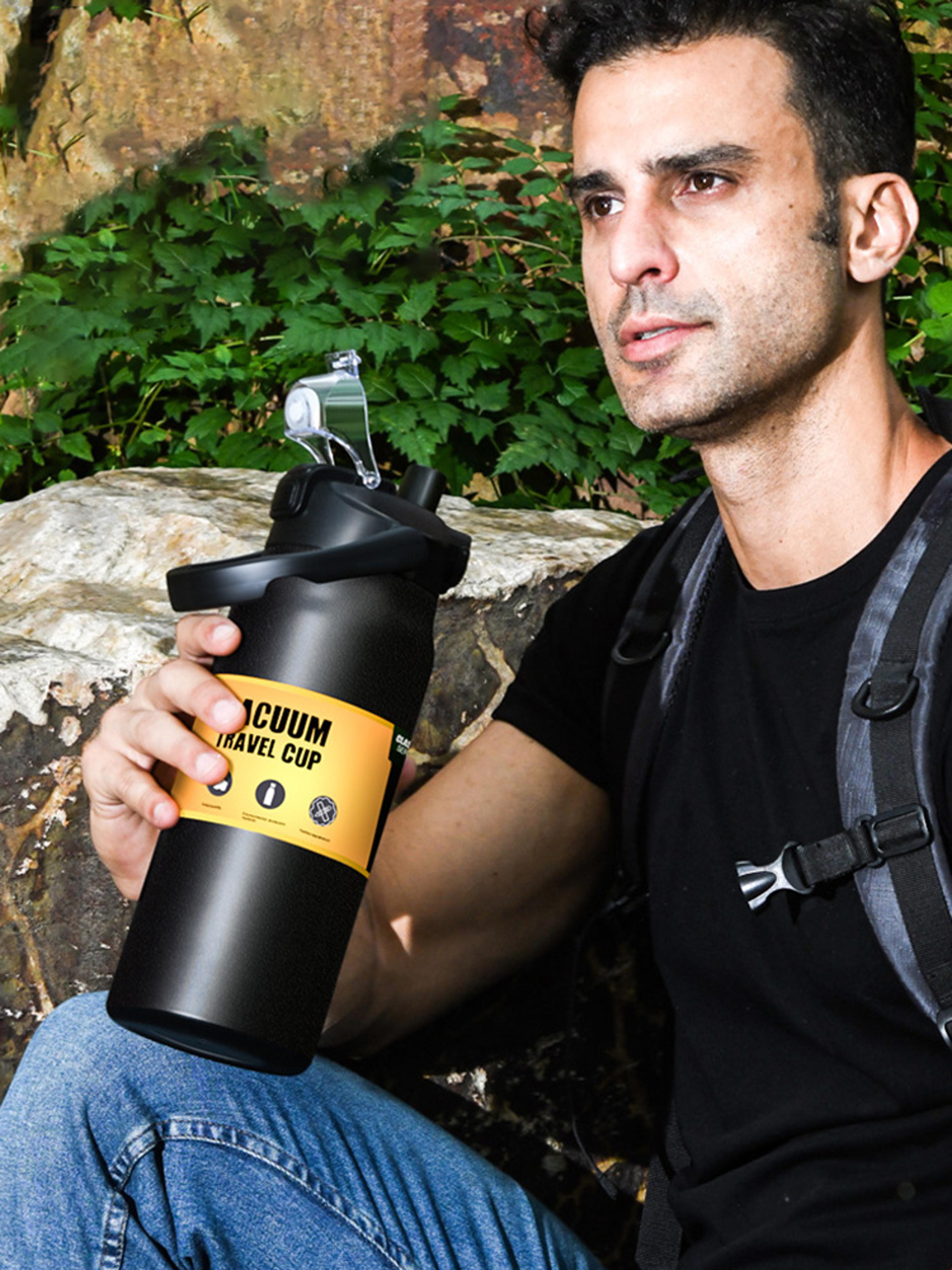 outdoor insulated water bottle with straw stainless steel vacuum thermos