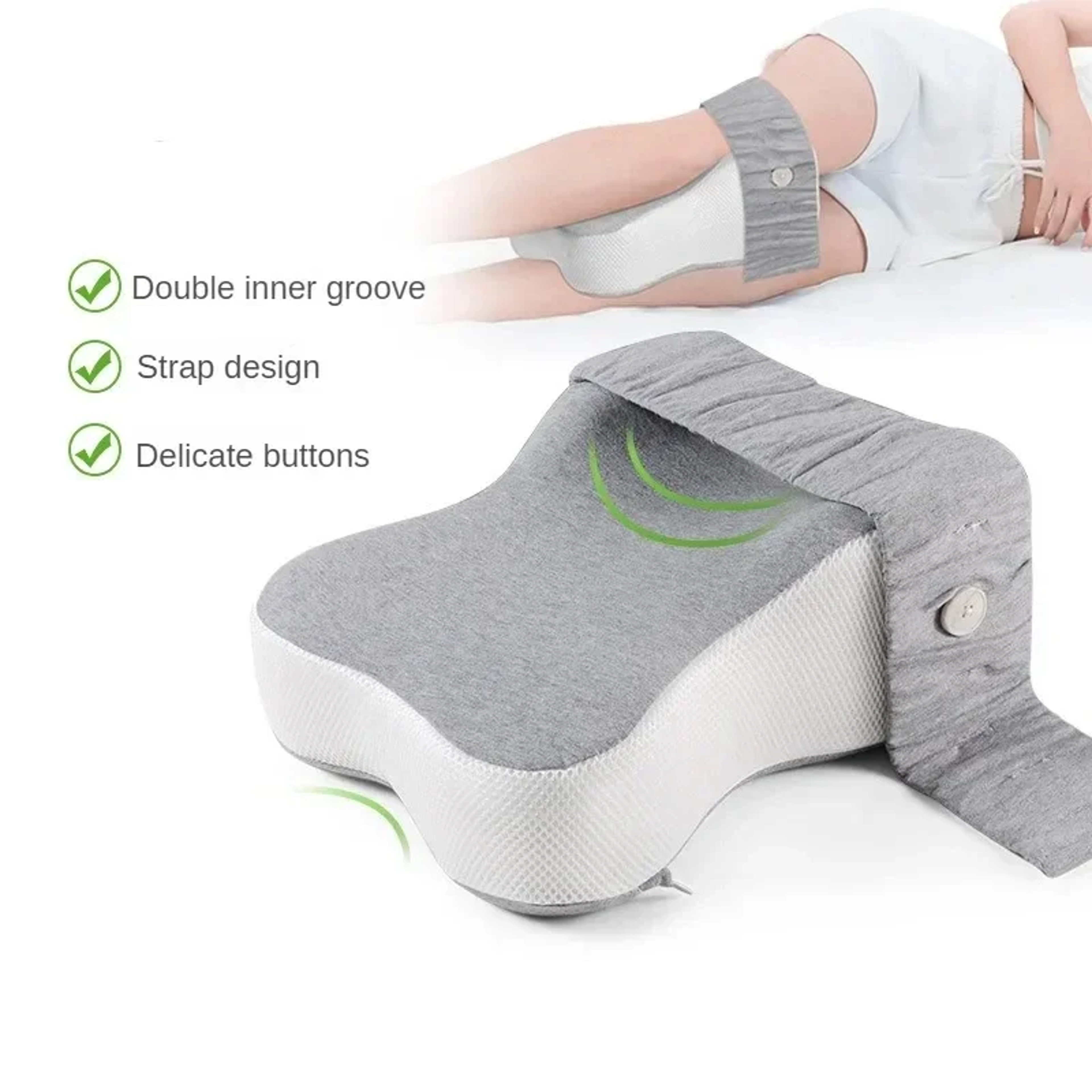 orthopedic memory foam knee pillow for side sleepers with adjustable strap