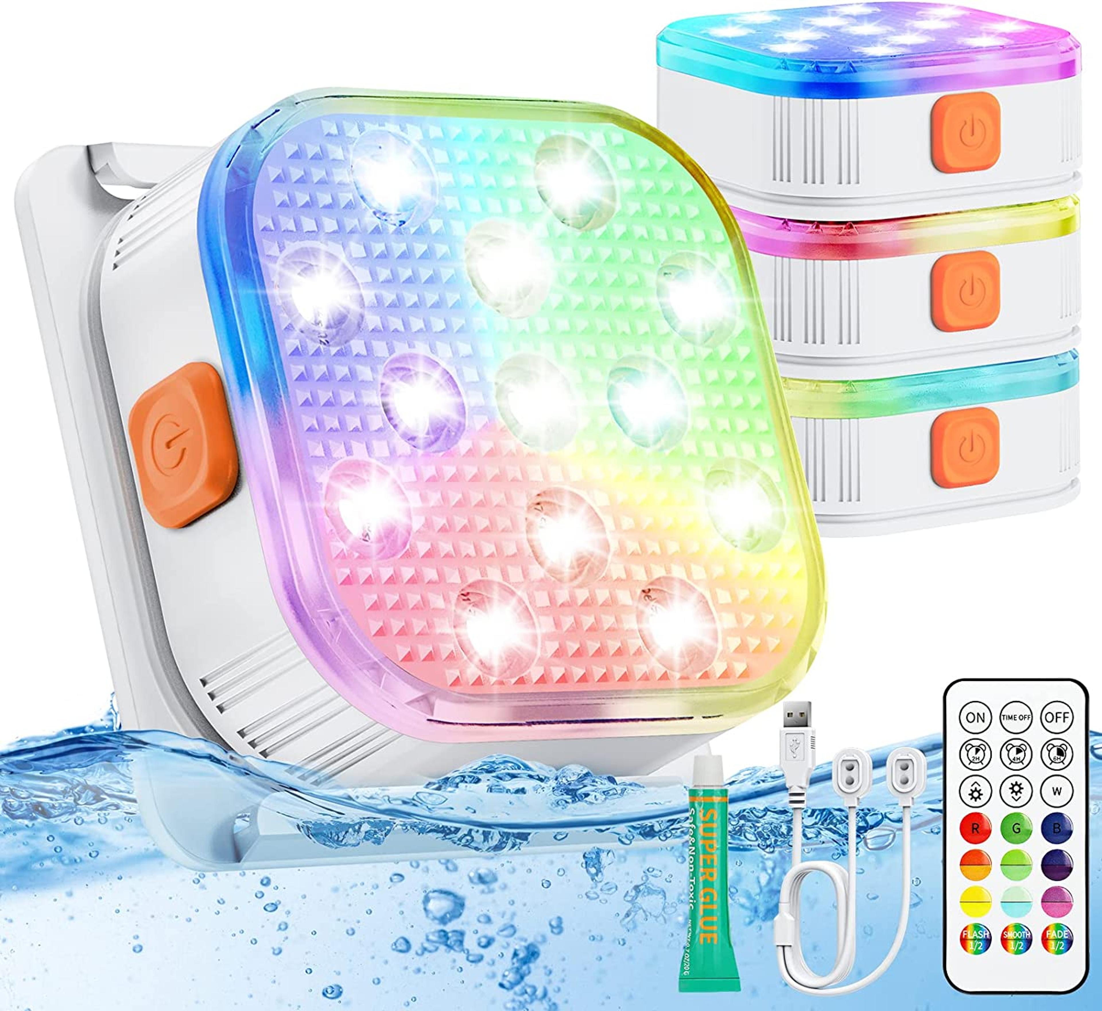 rechargeable submersible pool lights with remote, timer & color changing leds