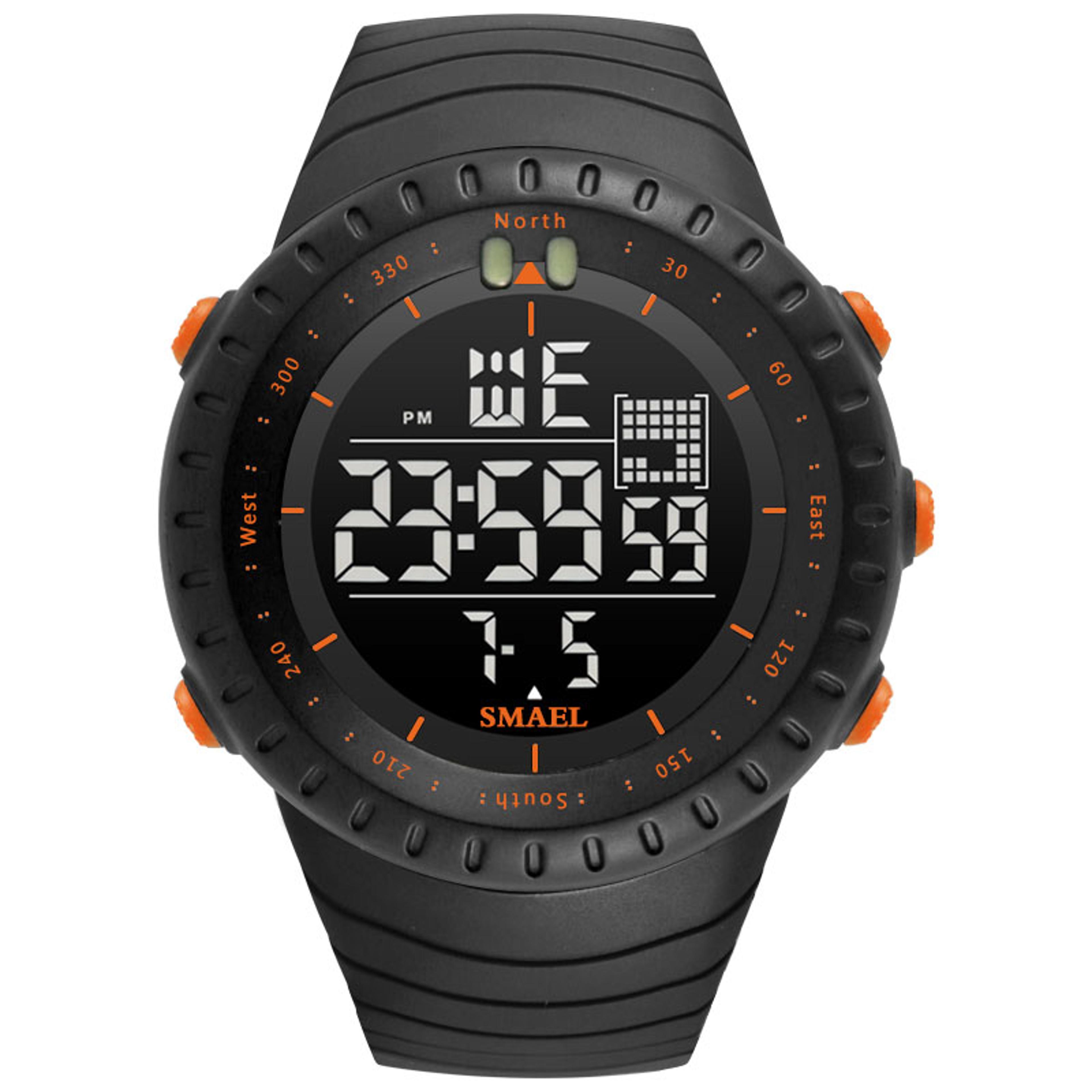 mens digital sports watch with water resistance and led backlight