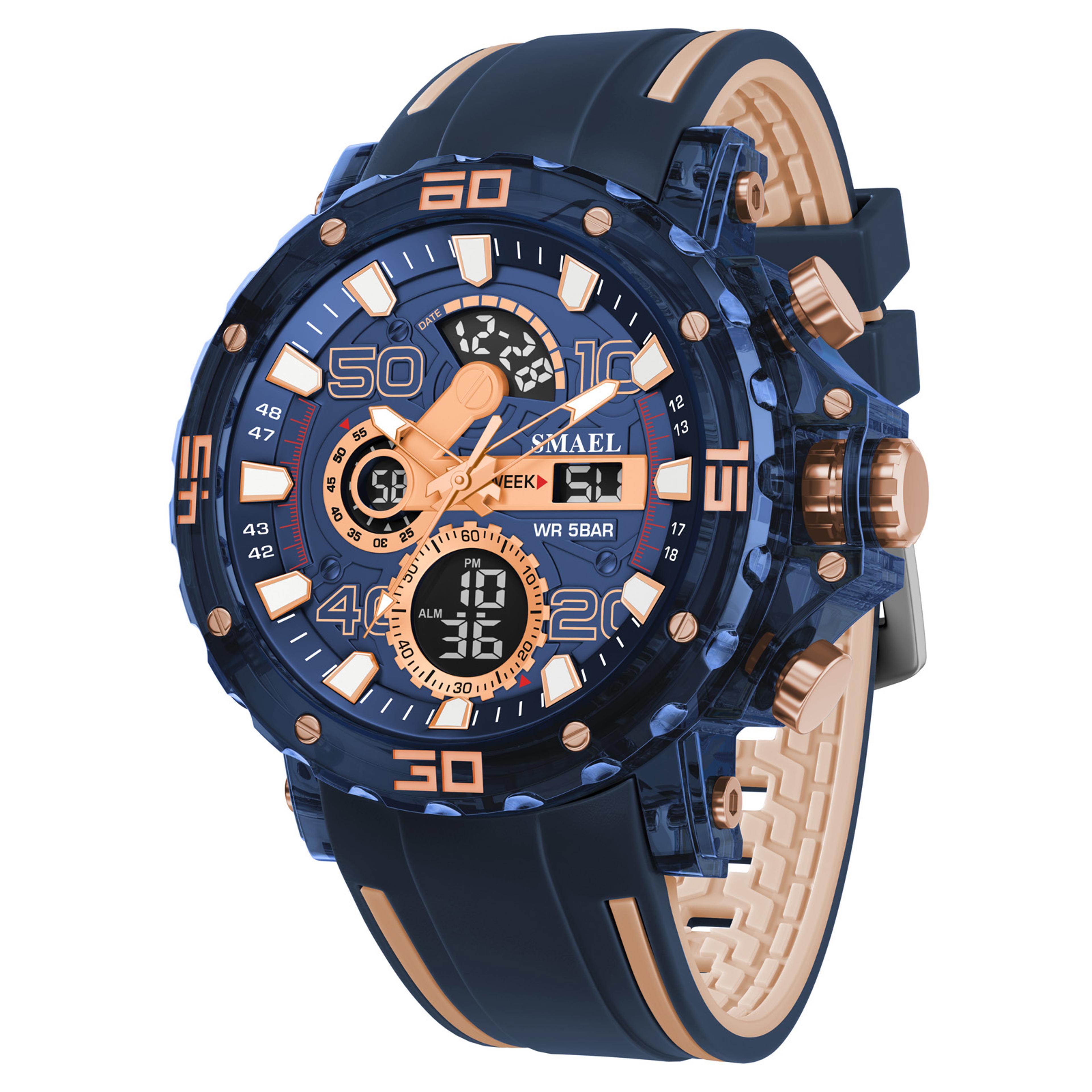 dual display military watch for men waterproof tactical sports watch
