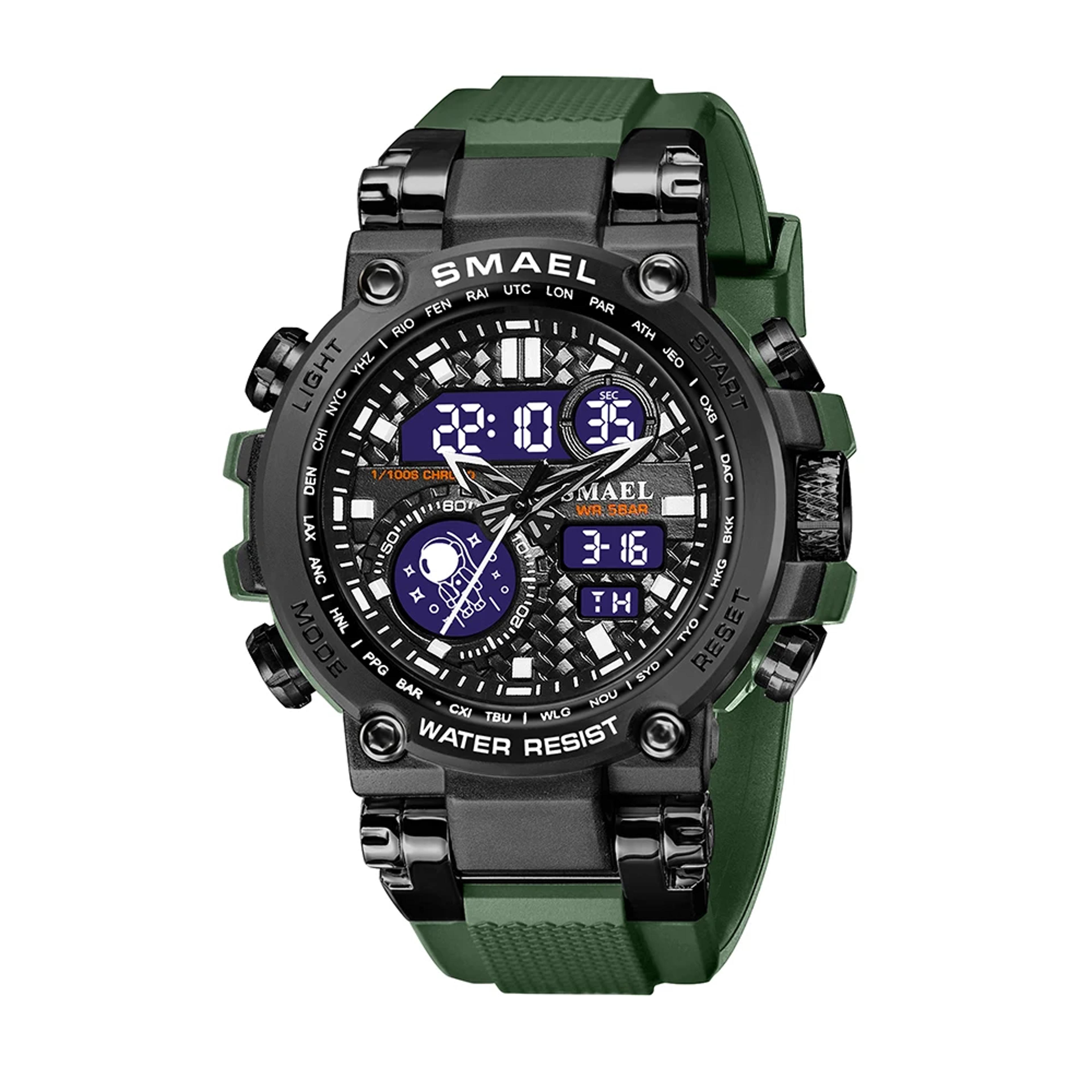 mens sports watch dual display water proof tactical watch