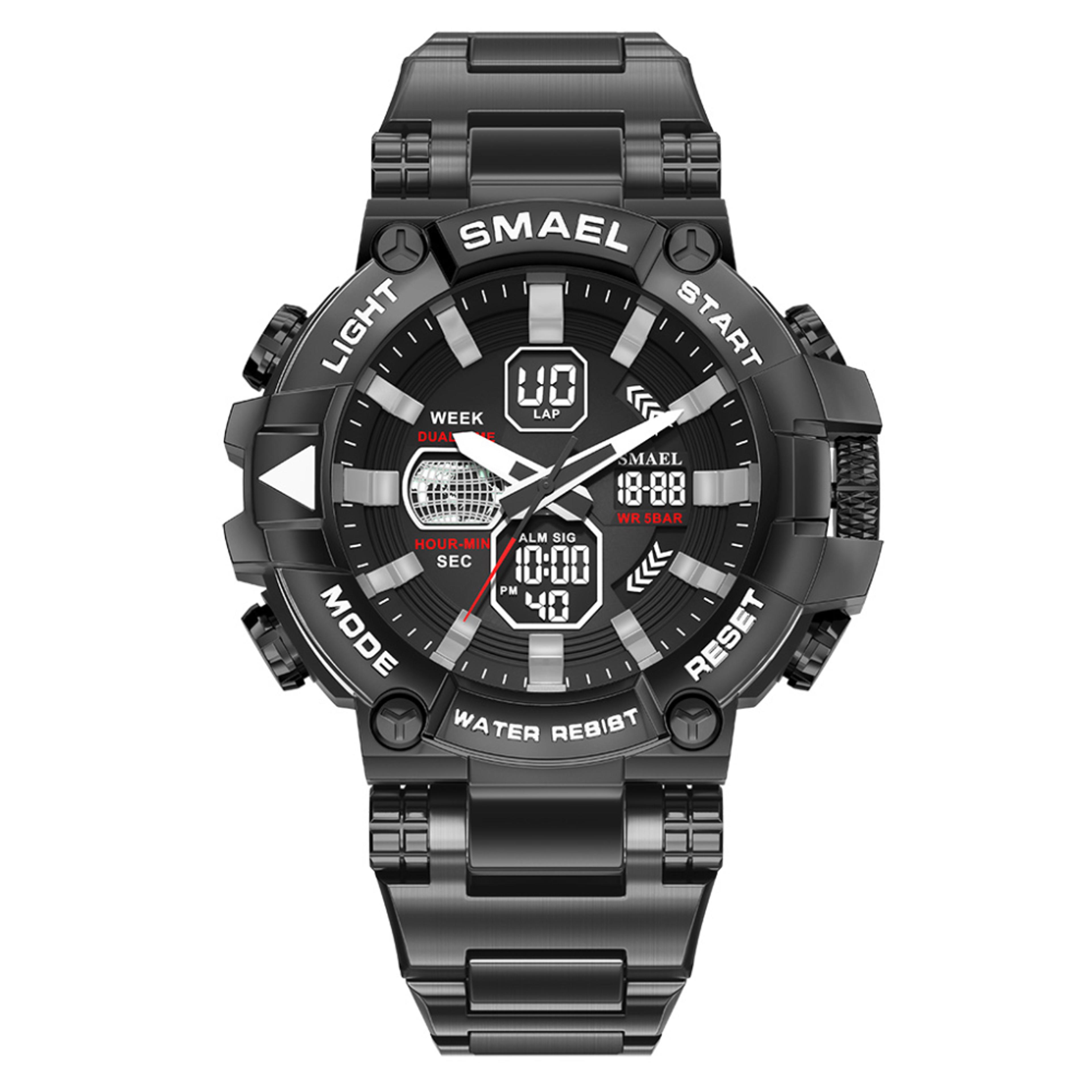 mens sports watch dual display waterproof led alarm wristwatch