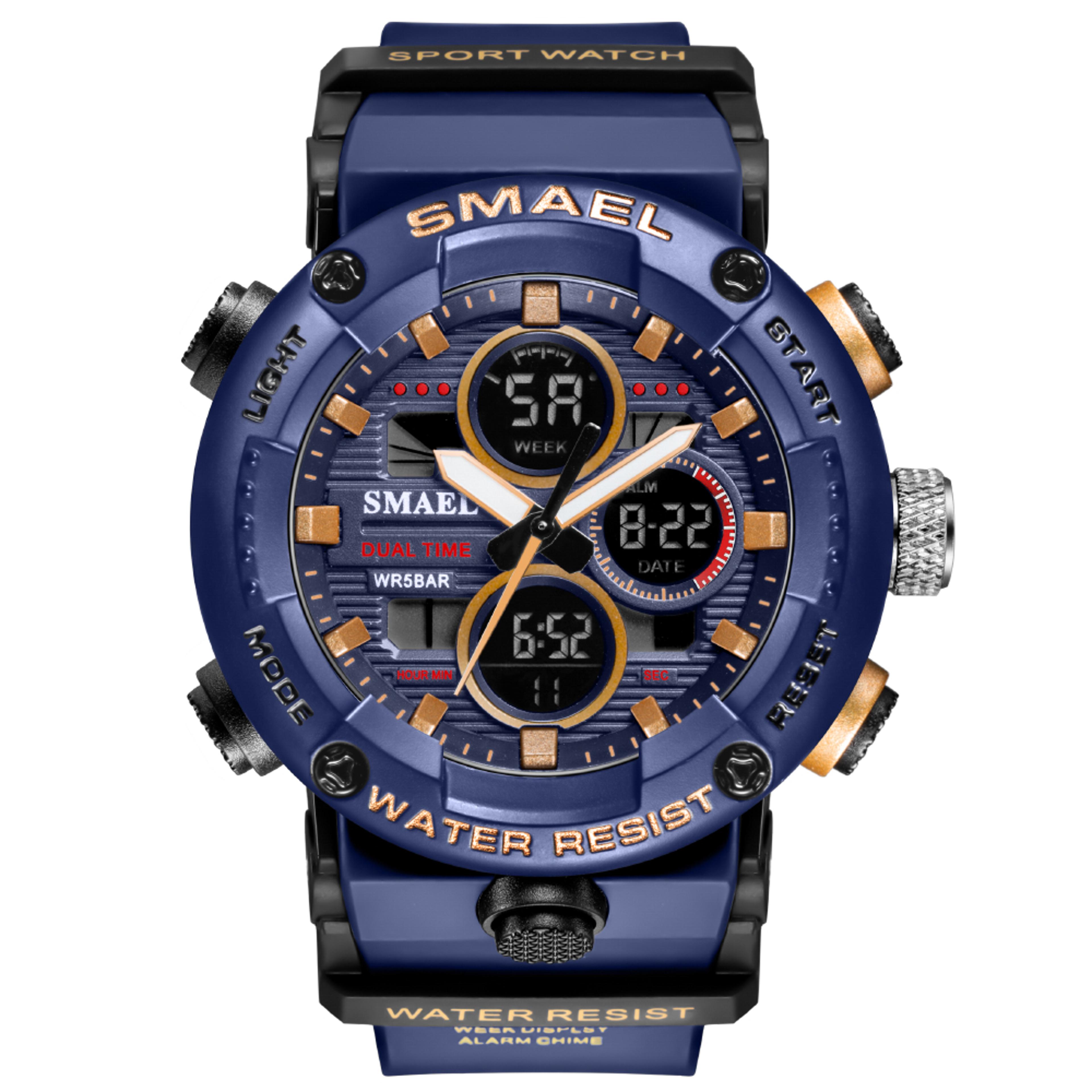 water proof dual time sports watch for men