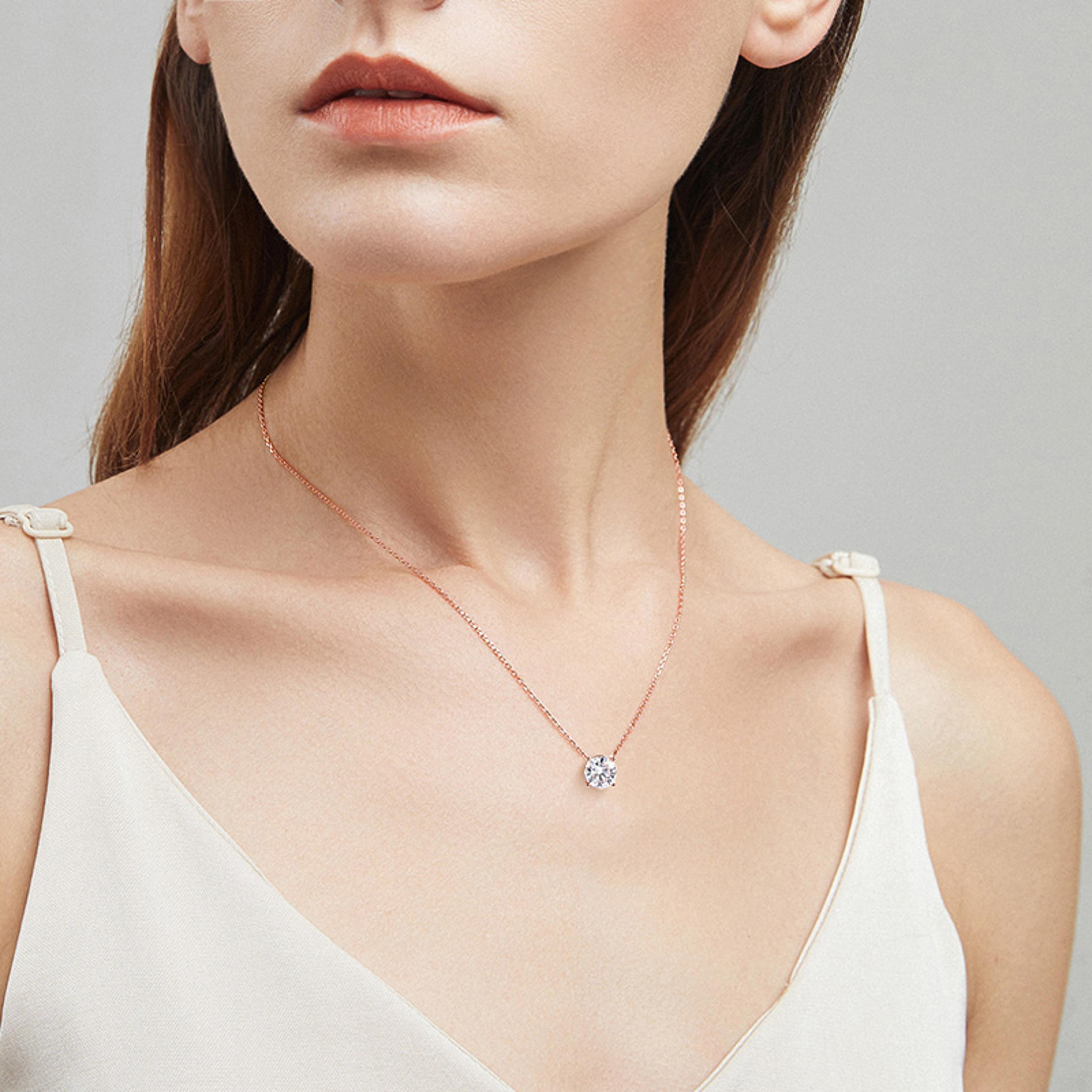 rose gold d color moissanite pendant necklace sterling silver