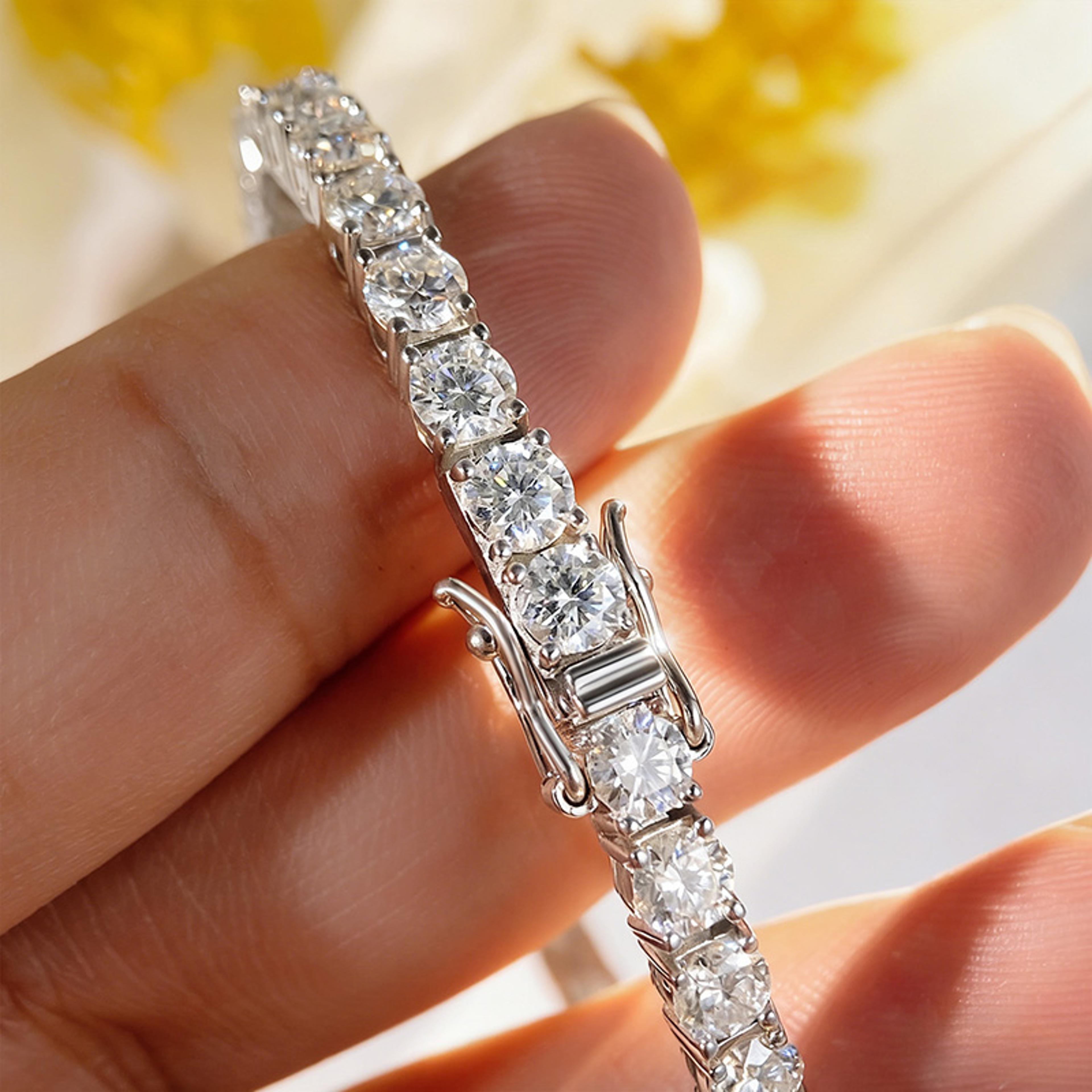 gold plated moissanite tennis bracelet sterling silver jewelry