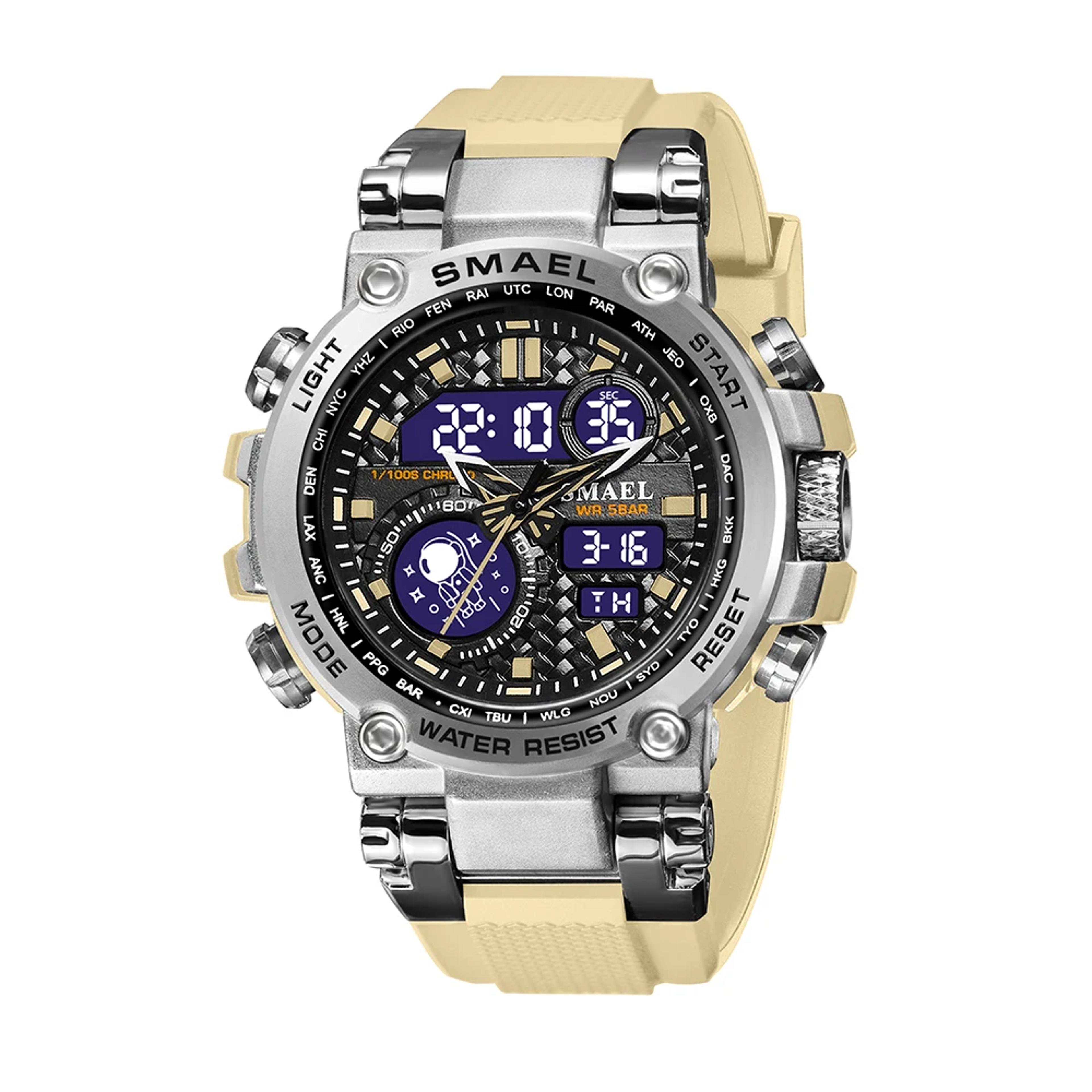 tactical digital watch dual display waterproof mens sports watch