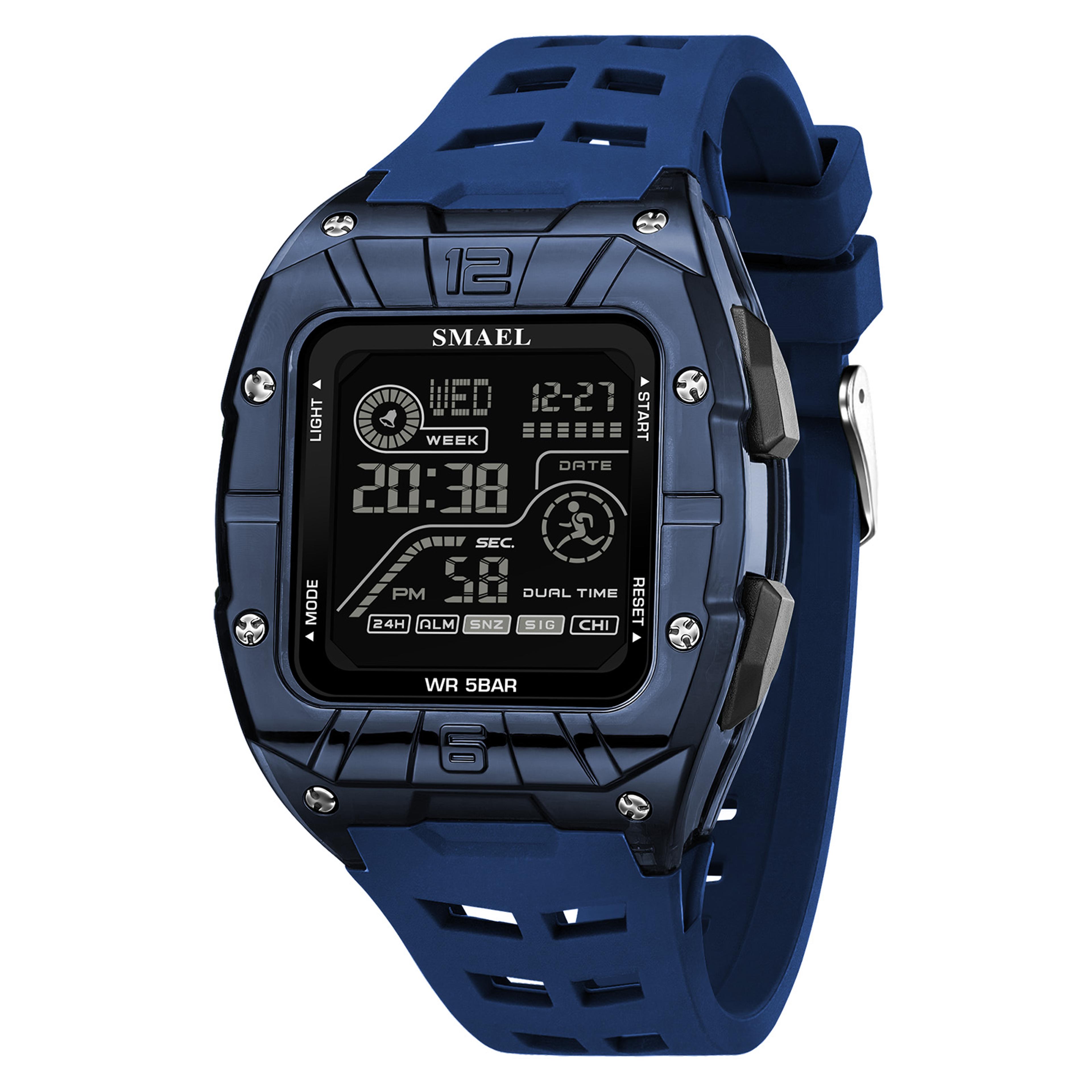 mens digital sports watch waterproof led stopwatch alarm outdoor wristwatch