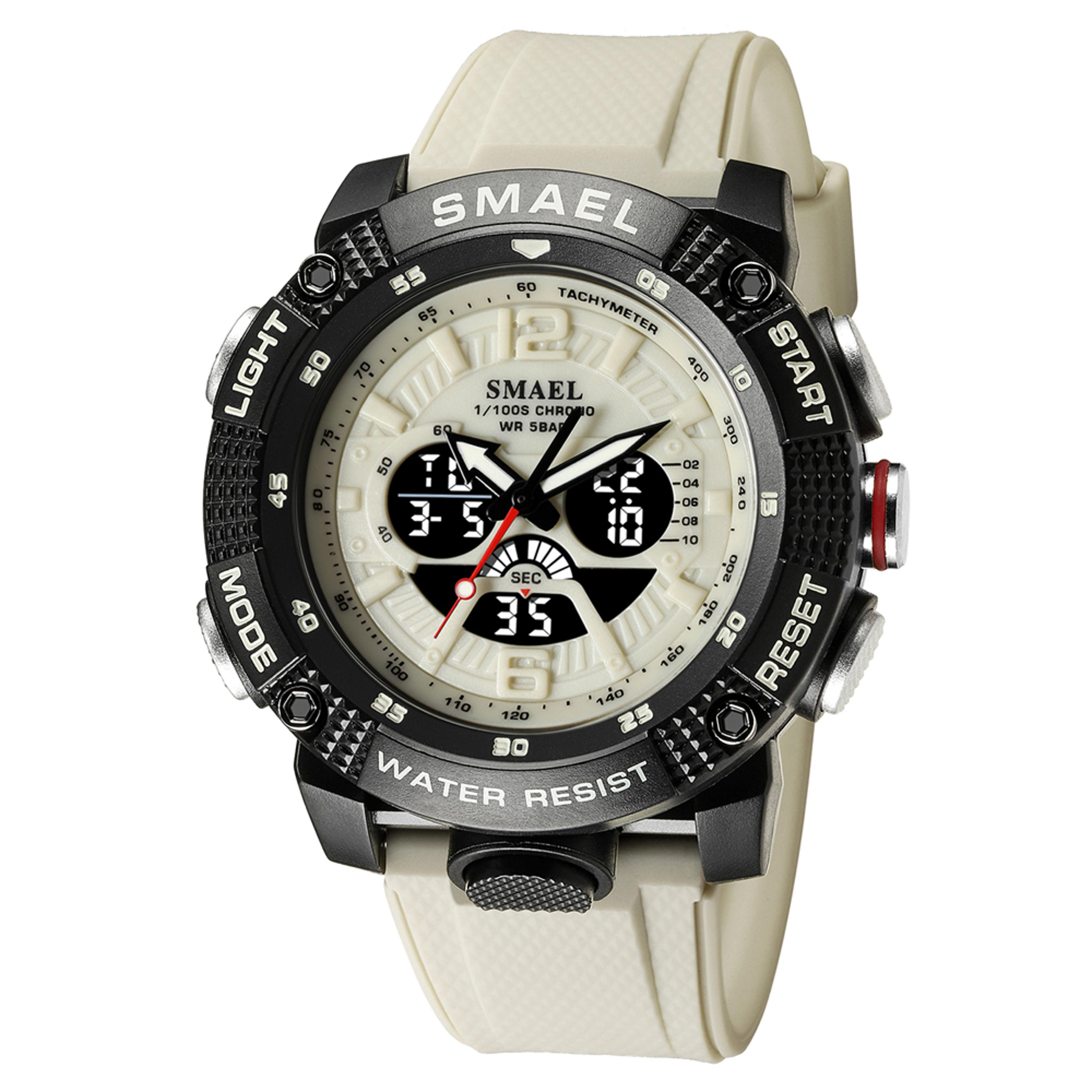 mens analog digital sports watch with led backlight stopwatch and water resistance