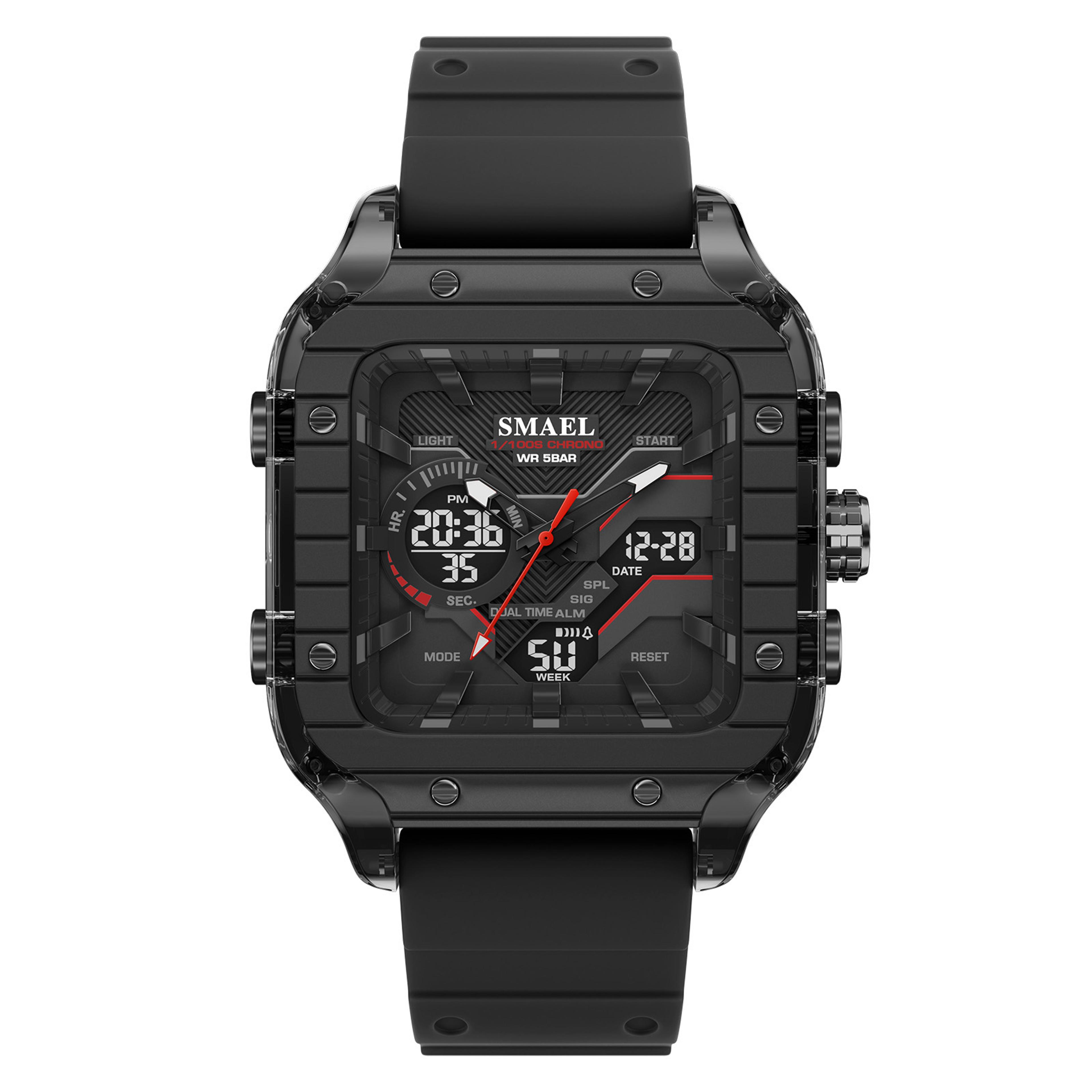 waterproof sports watch for men with shock resistant design and silicone strap