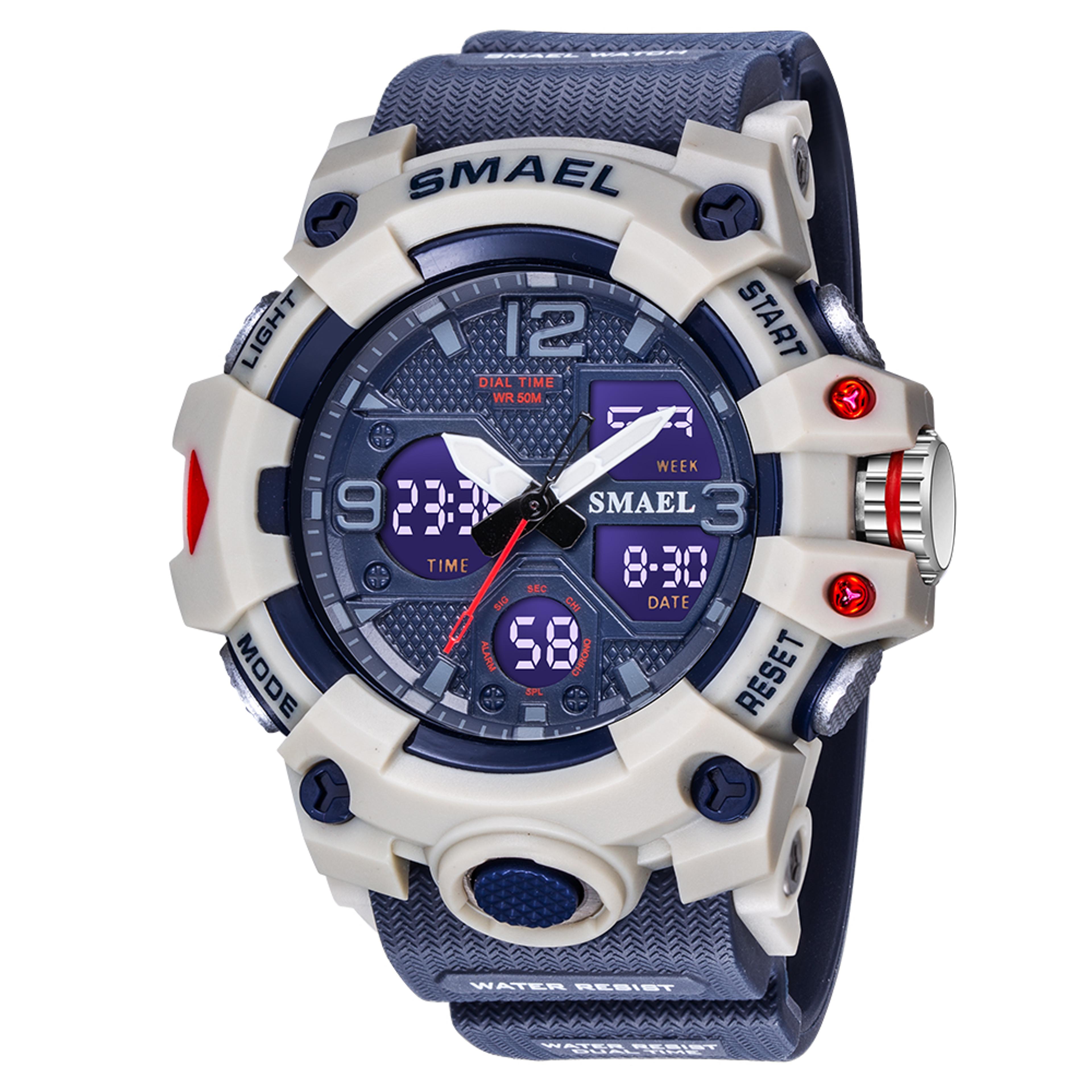 waterproof military watch for men dual time camouflage sport watch