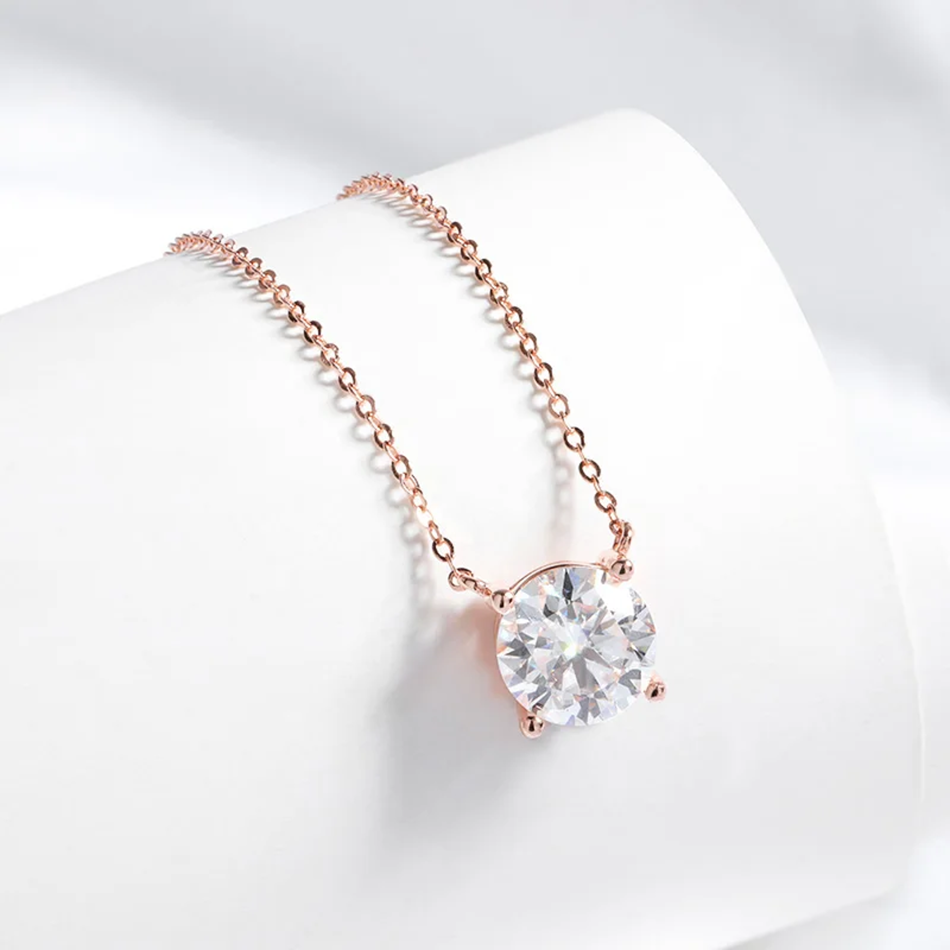 brilliant cut moissanite solitaire pendant necklace in sterling silver