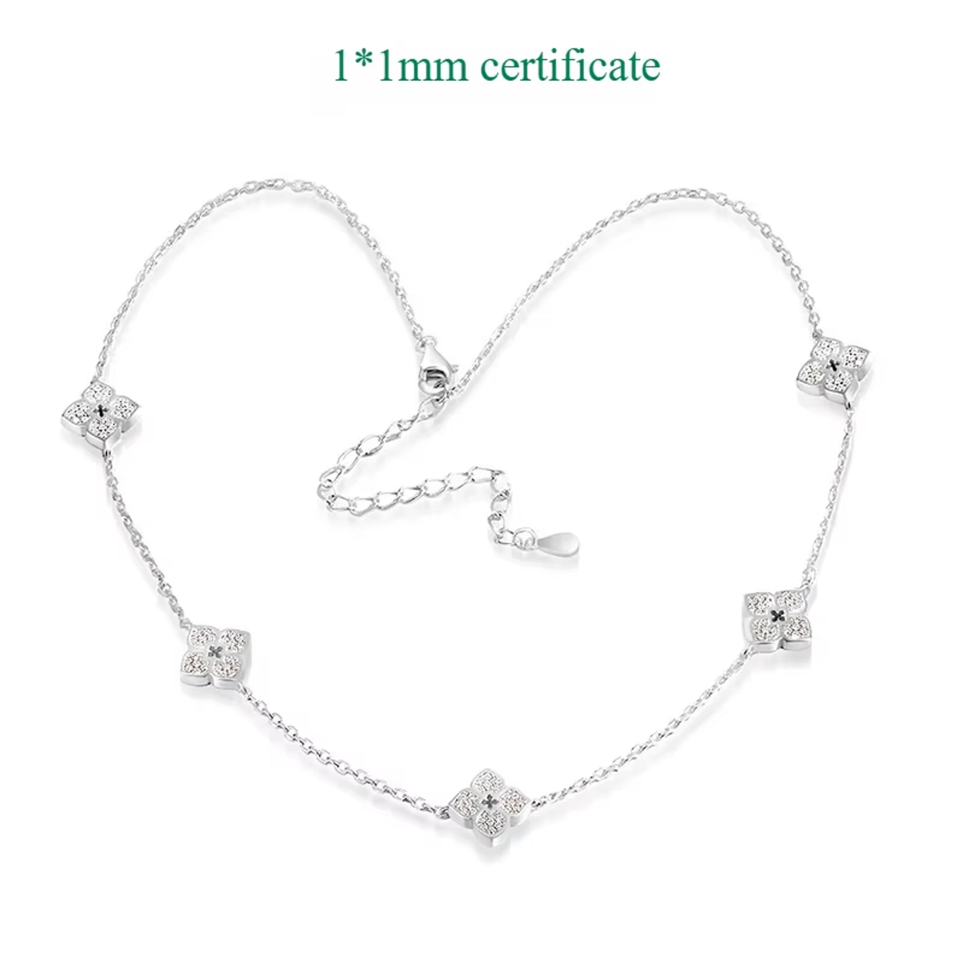 gold plated flower moissanite choker necklace in sterling silver